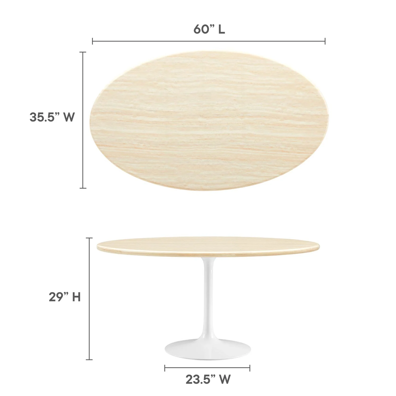 Lippa Oval Artificial Travertine Dining Table - Image 6