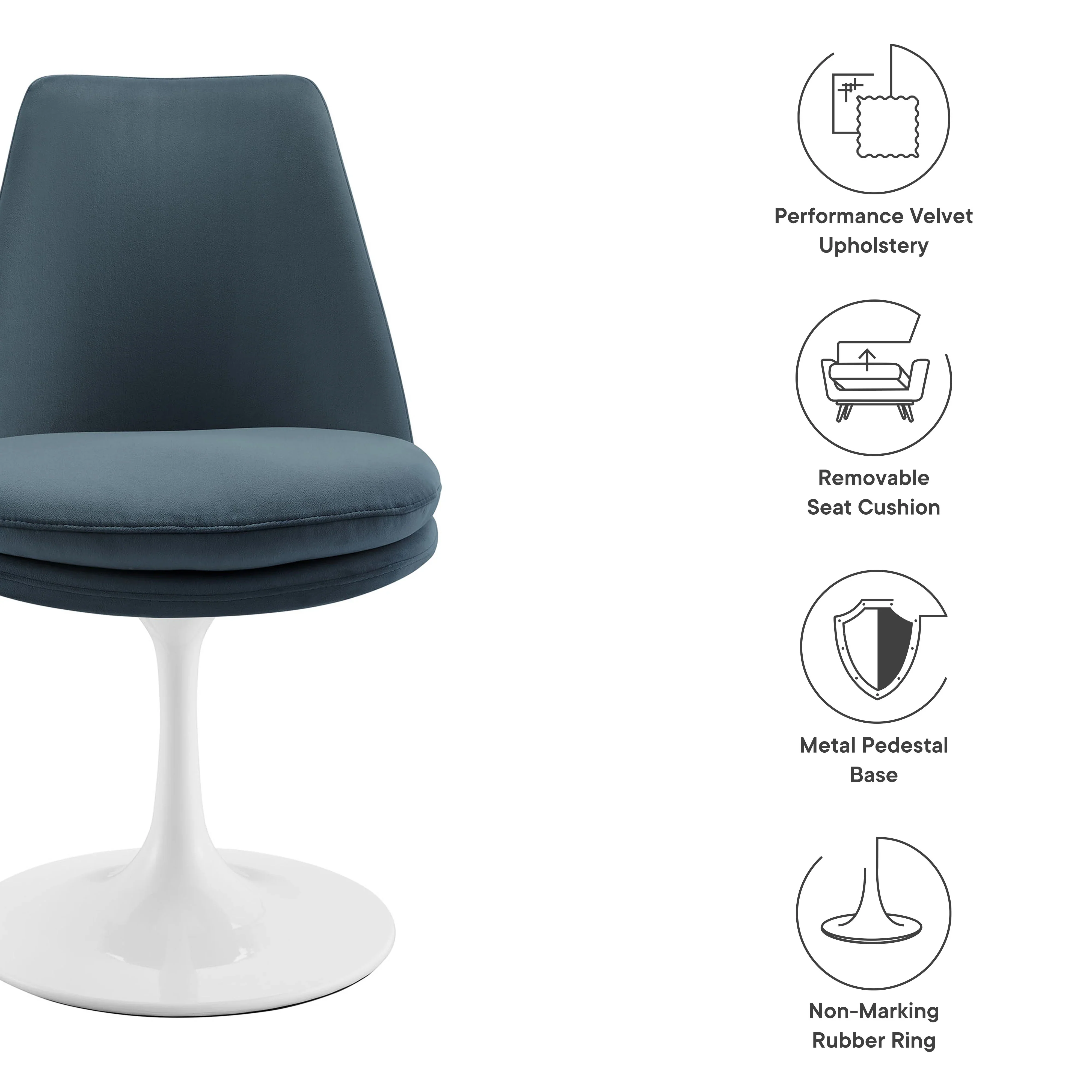 Lippa Swivel Dining Performance Velvet Side Chair - Image 9