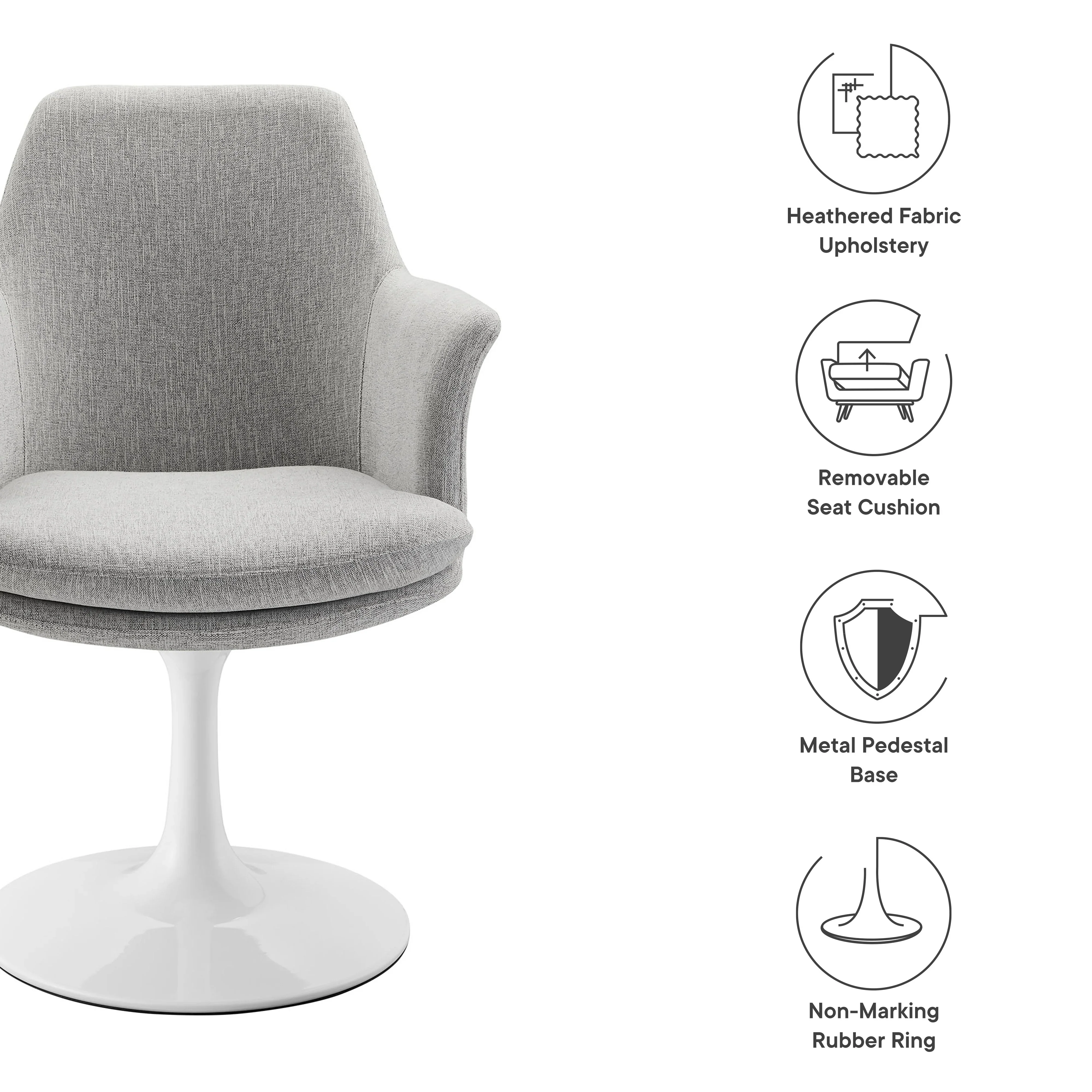 Lippa Swivel Dining Upholstered Armchair - Image 8