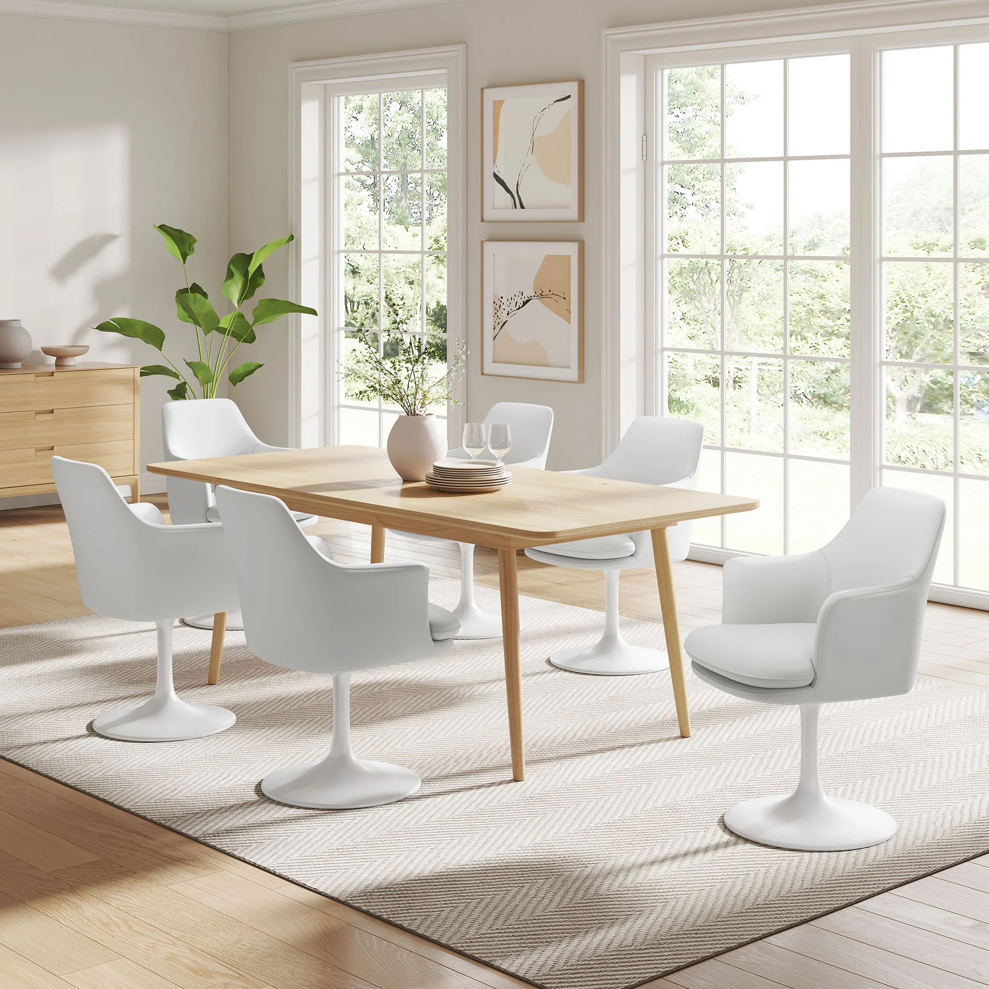 Lippa Swivel Dining Vegan Leather Armchair - Image 18