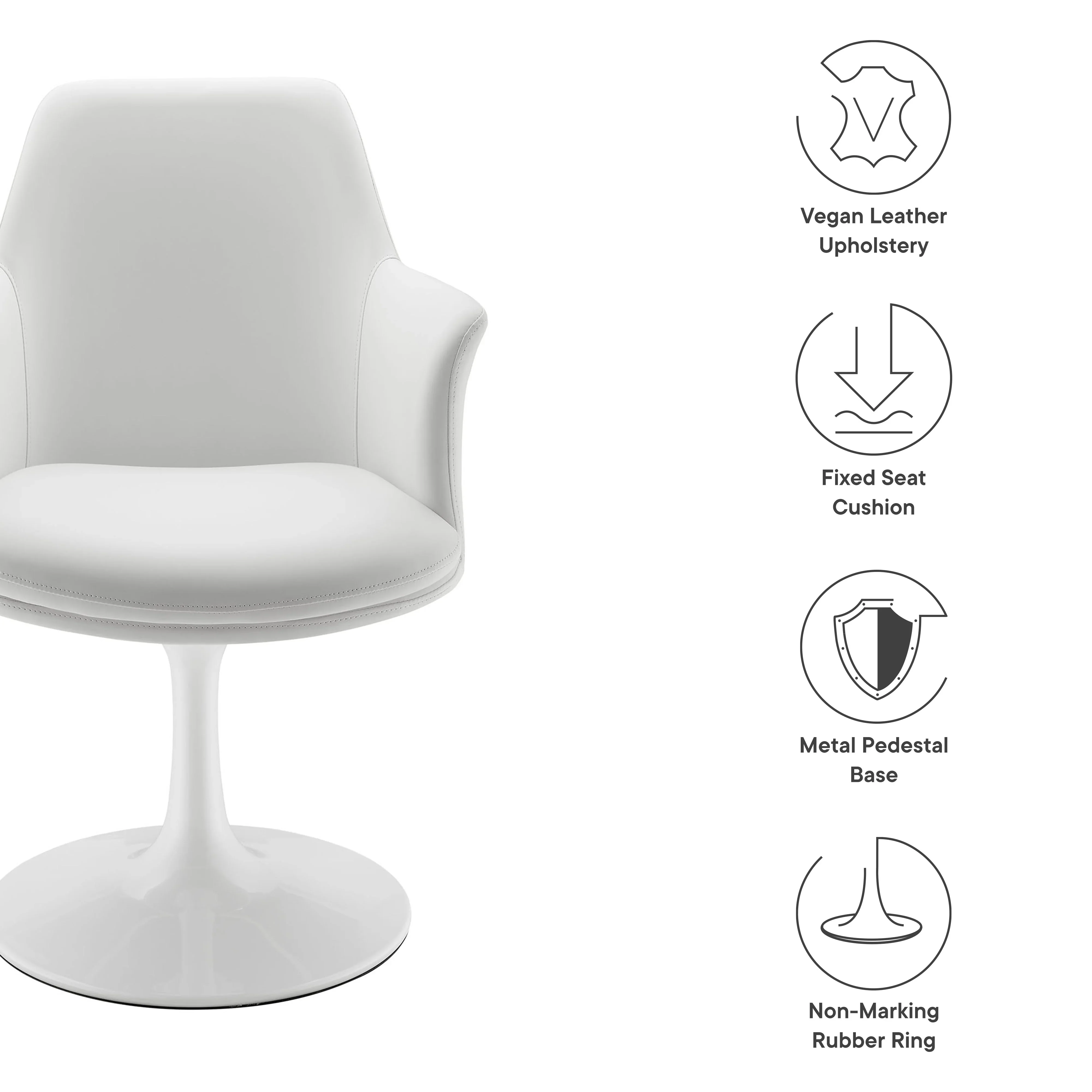Lippa Swivel Dining Vegan Leather Armchair - Image 19