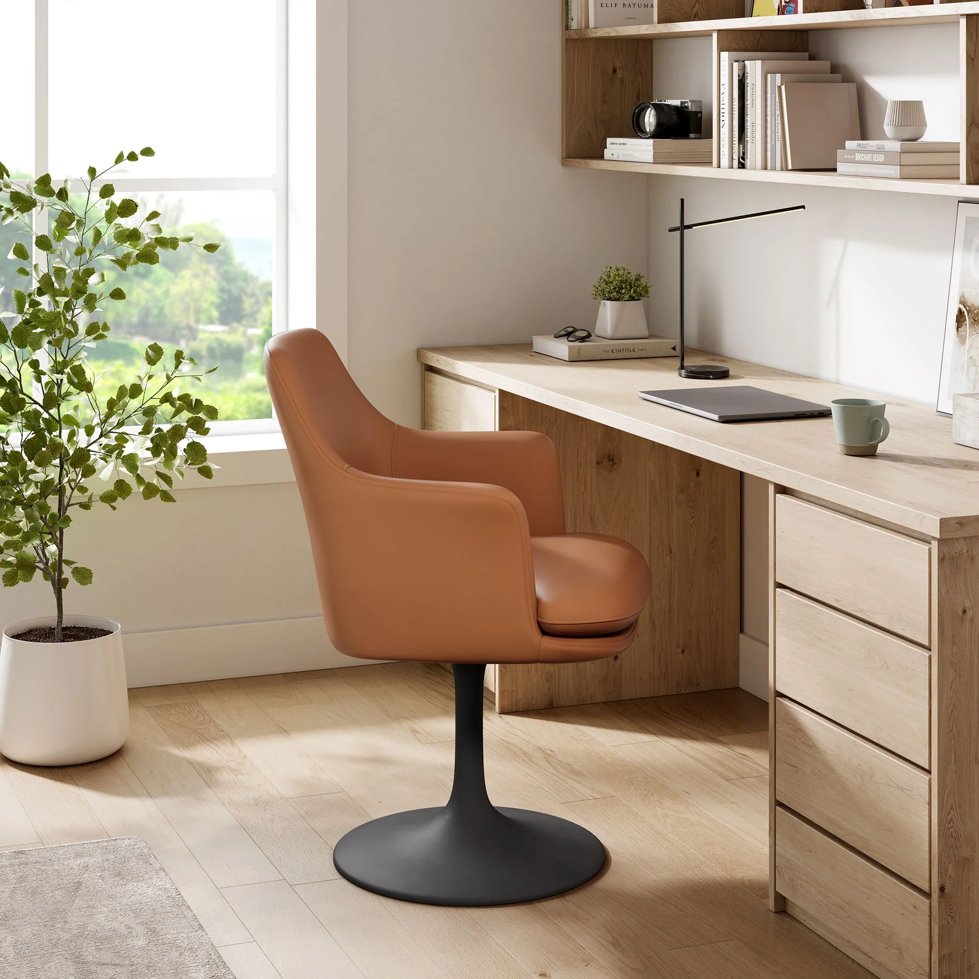 Lippa Swivel Dining Vegan Leather Armchair - Image 2
