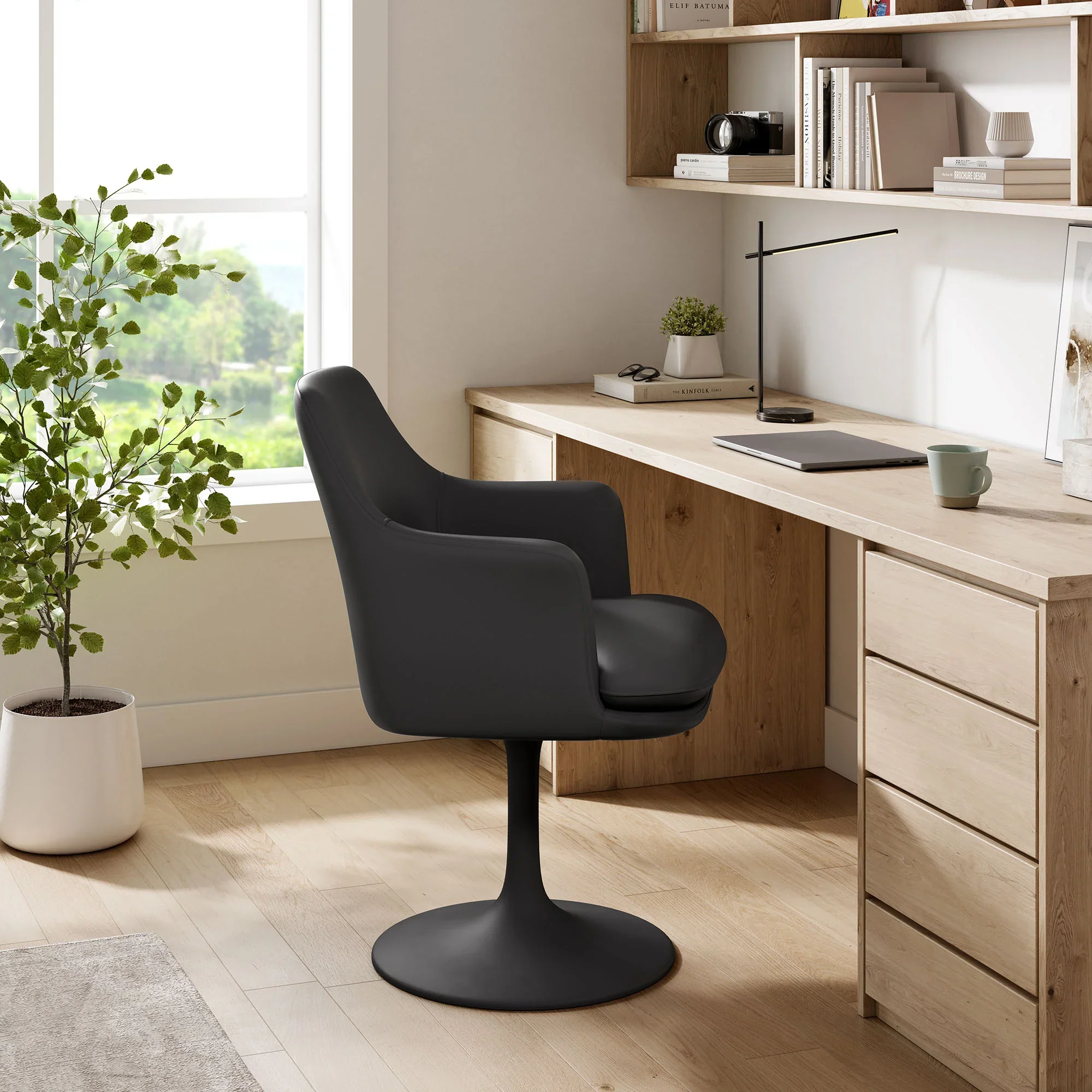 Lippa Swivel Dining Vegan Leather Armchair - Image 22