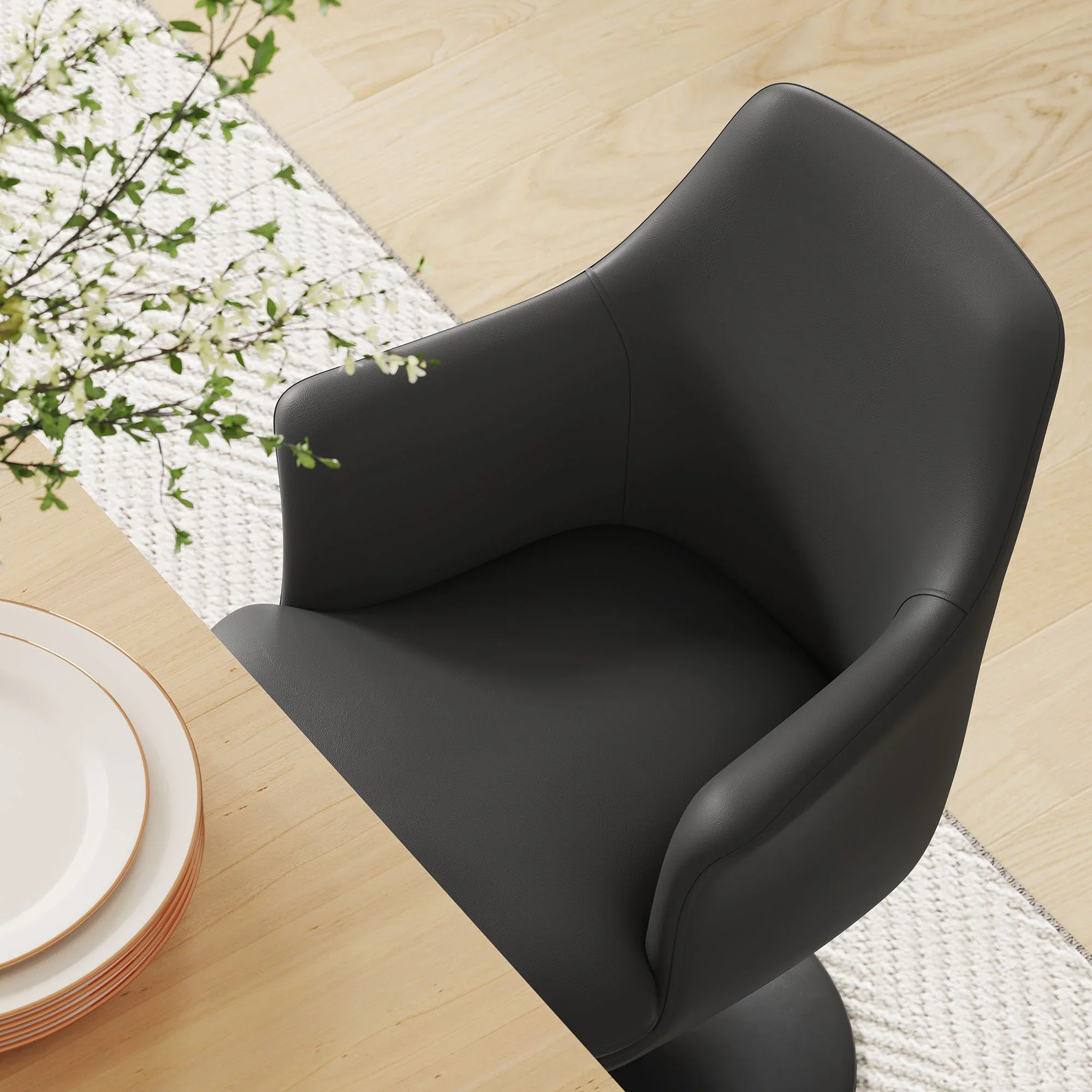 Lippa Swivel Dining Vegan Leather Armchair - Image 23