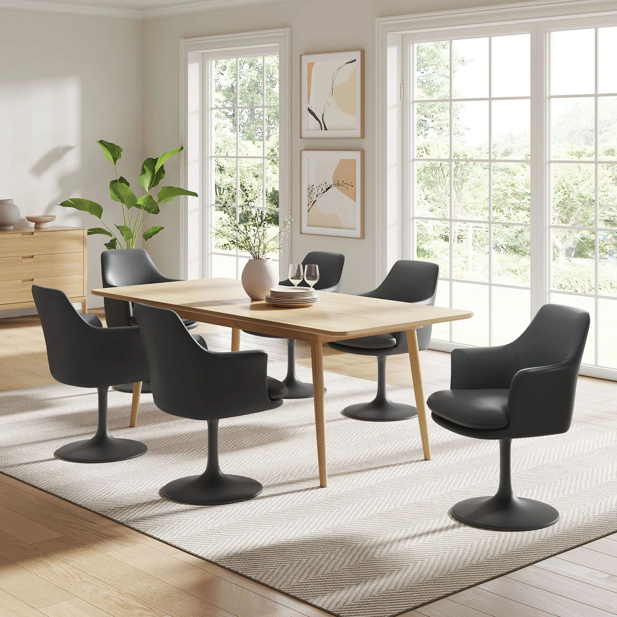 Lippa Swivel Dining Vegan Leather Armchair - Image 28