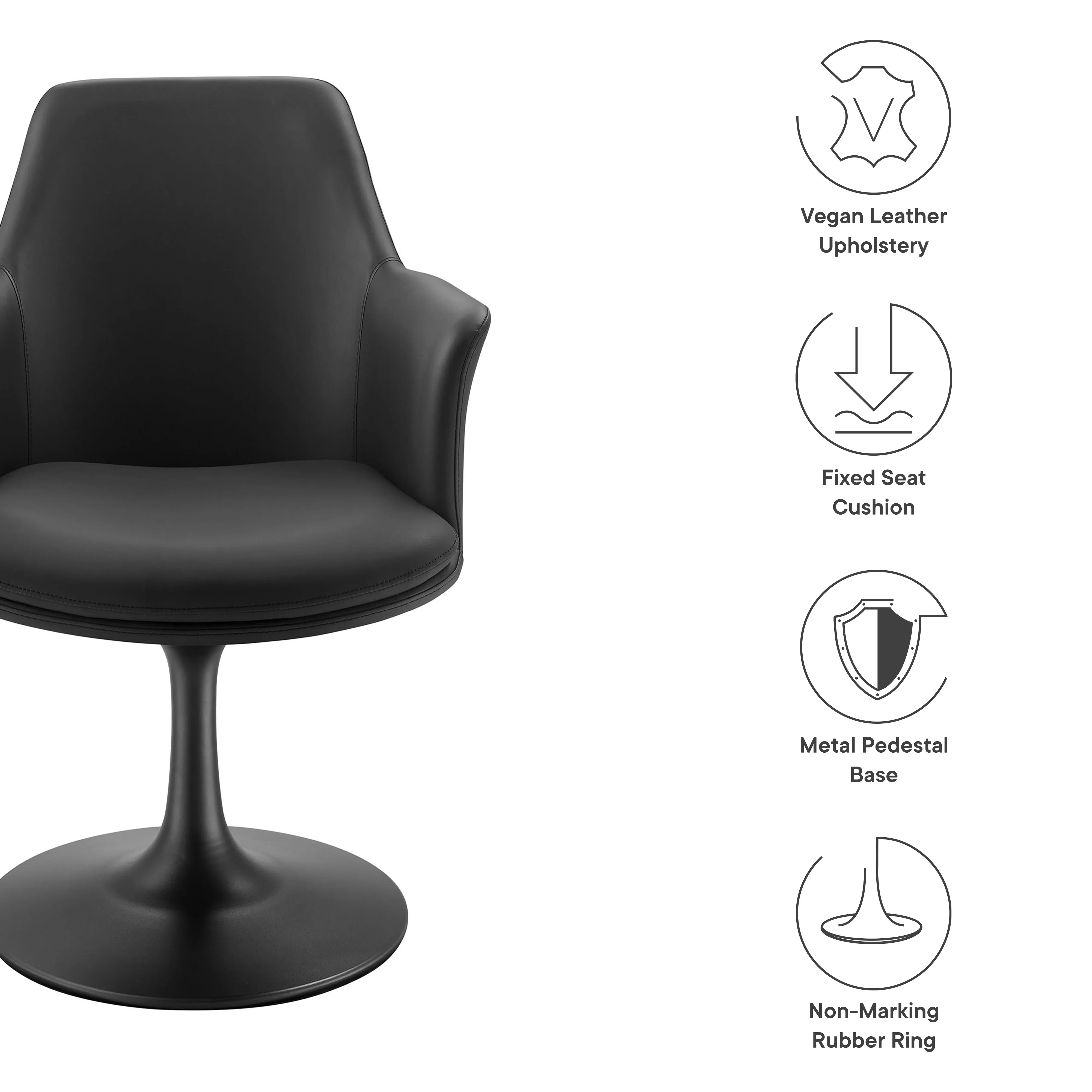 Lippa Swivel Dining Vegan Leather Armchair - Image 29