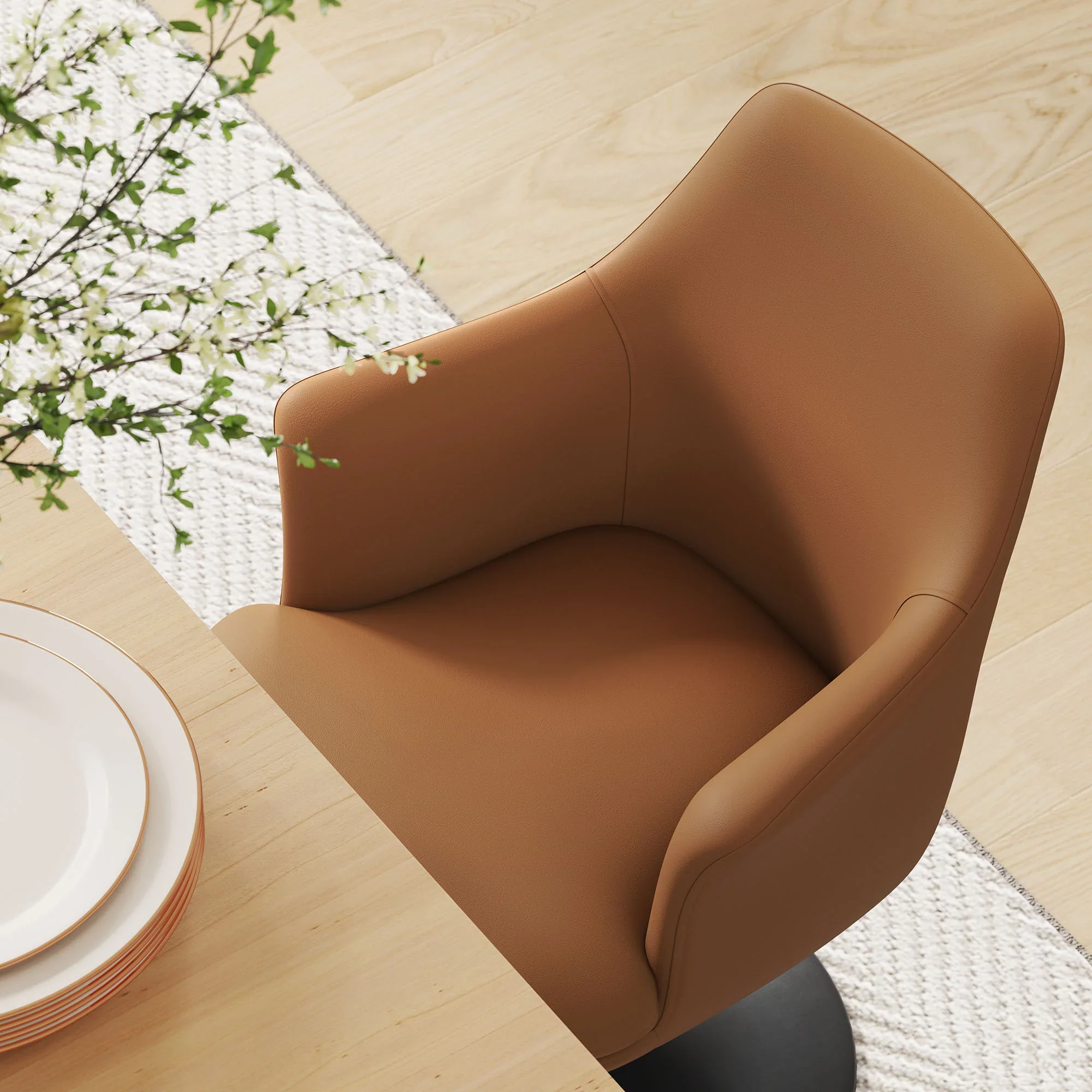 Lippa Swivel Dining Vegan Leather Armchair - Image 3