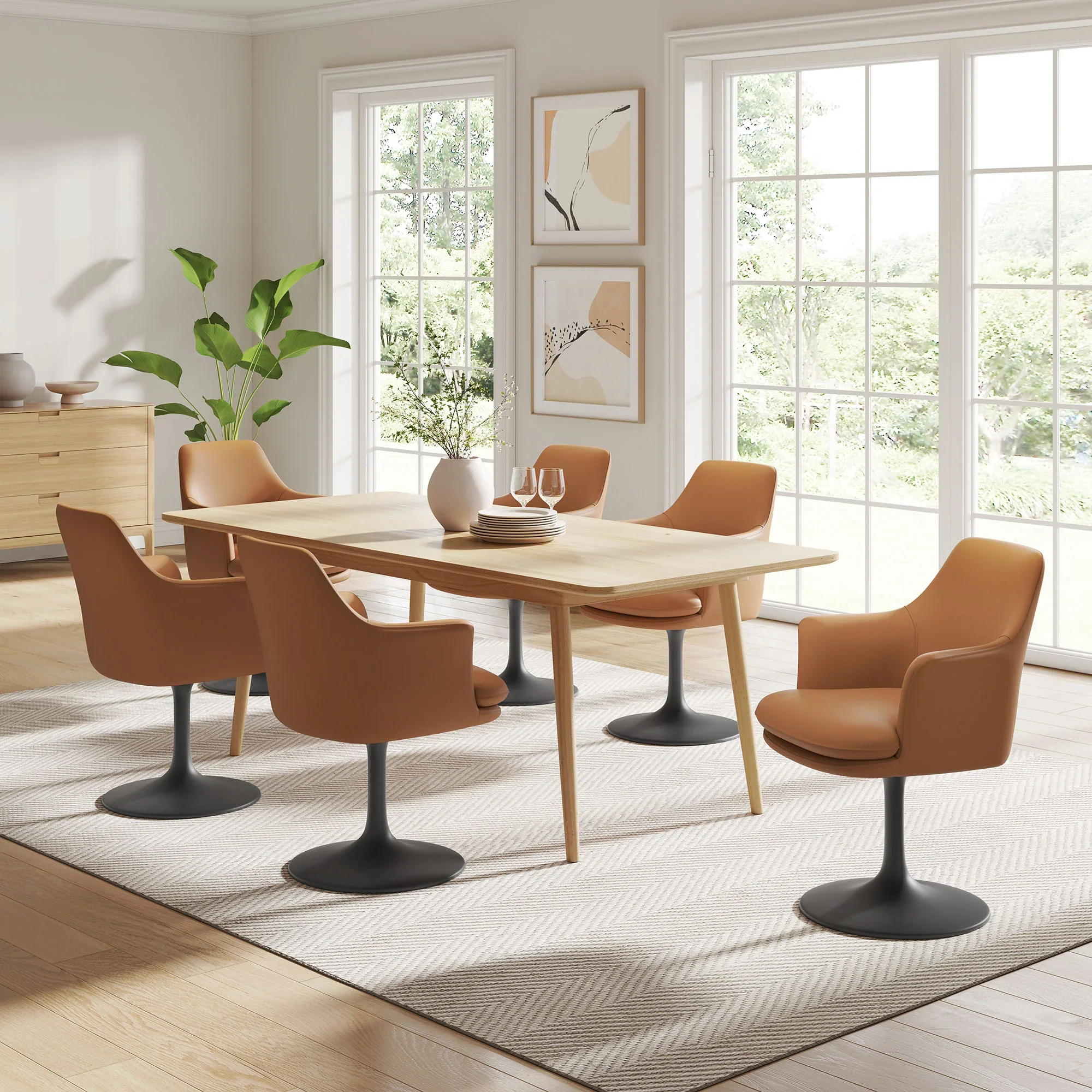 Lippa Swivel Dining Vegan Leather Armchair - Image 8
