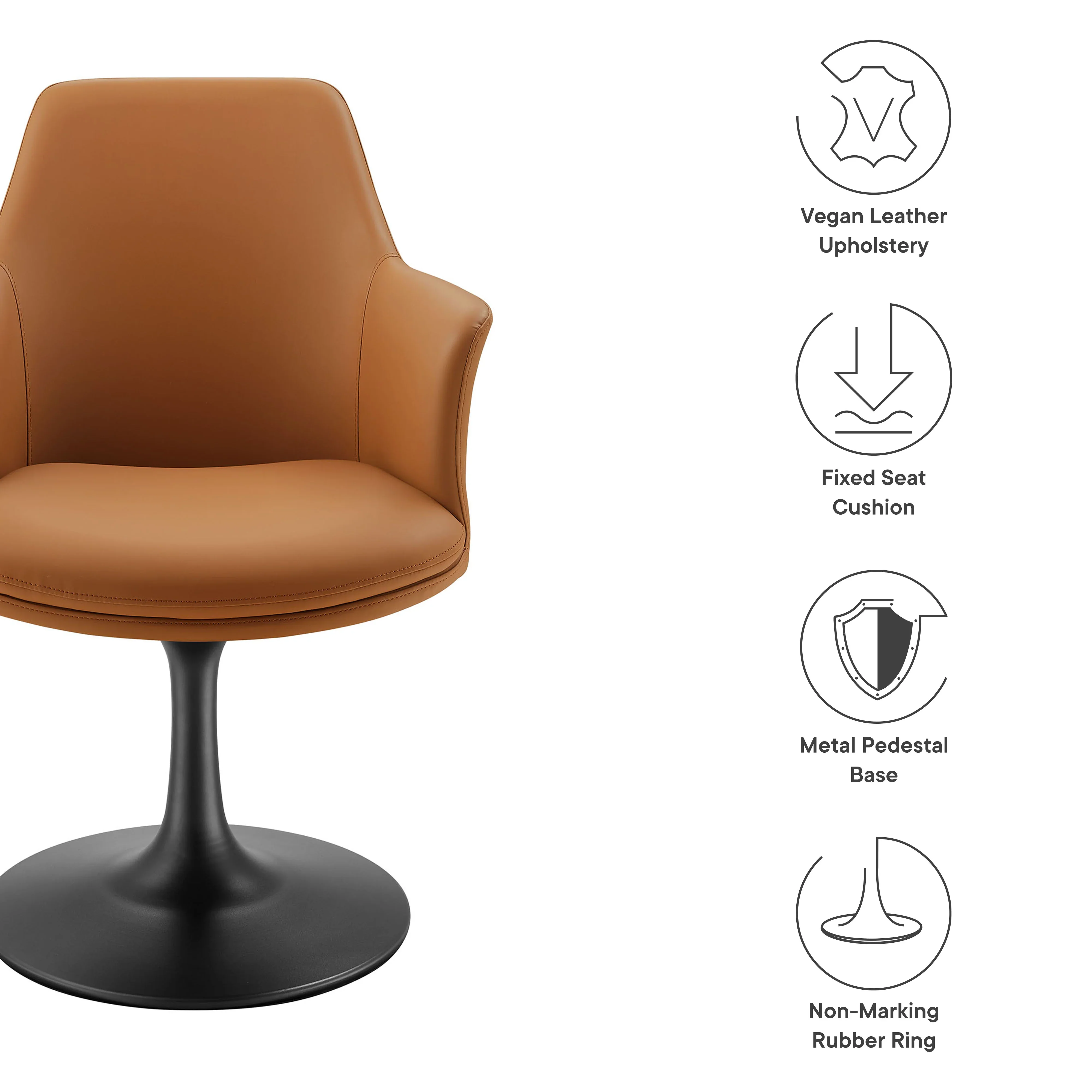 Lippa Swivel Dining Vegan Leather Armchair - Image 9