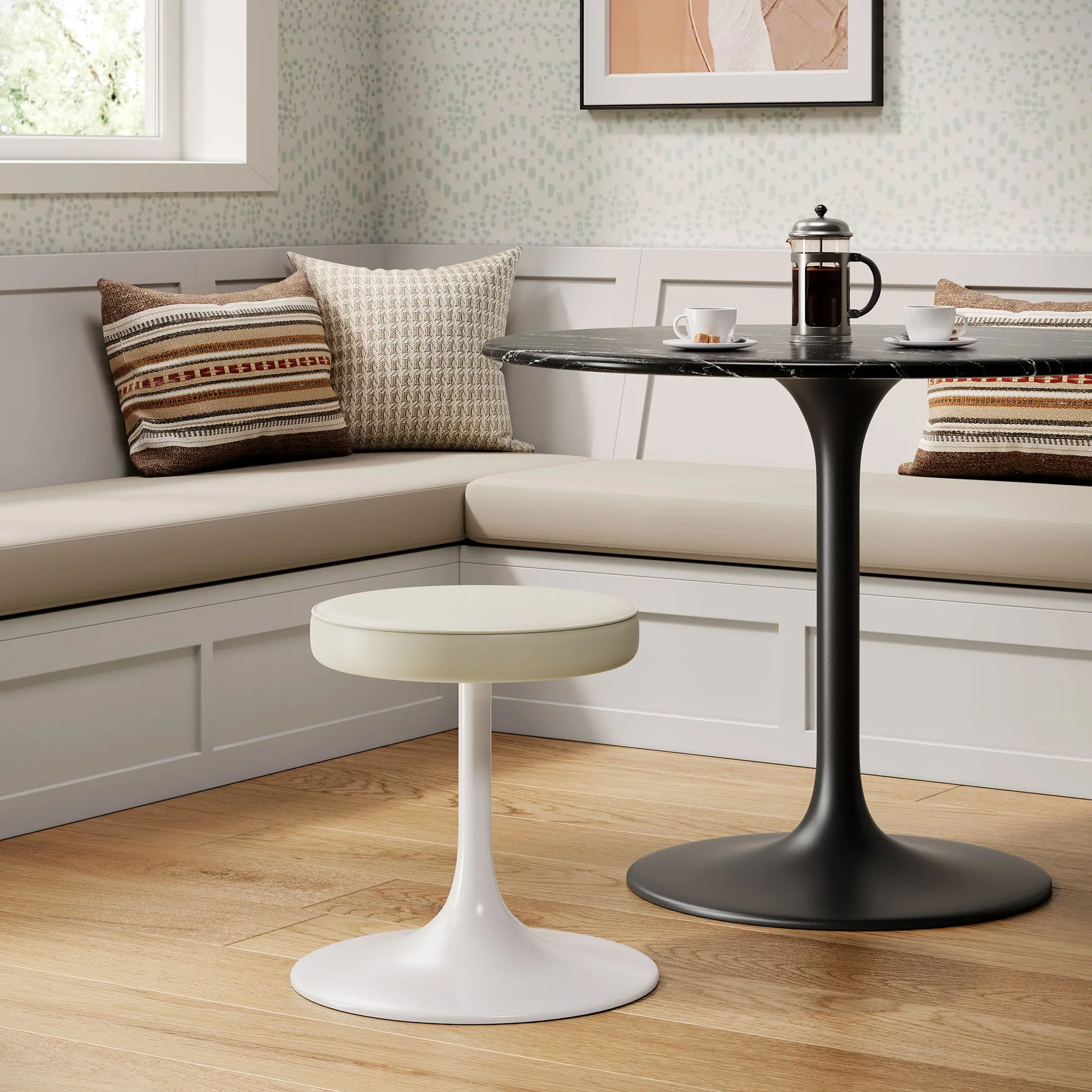 Lippa Vegan Leather Round Stool - Image 16