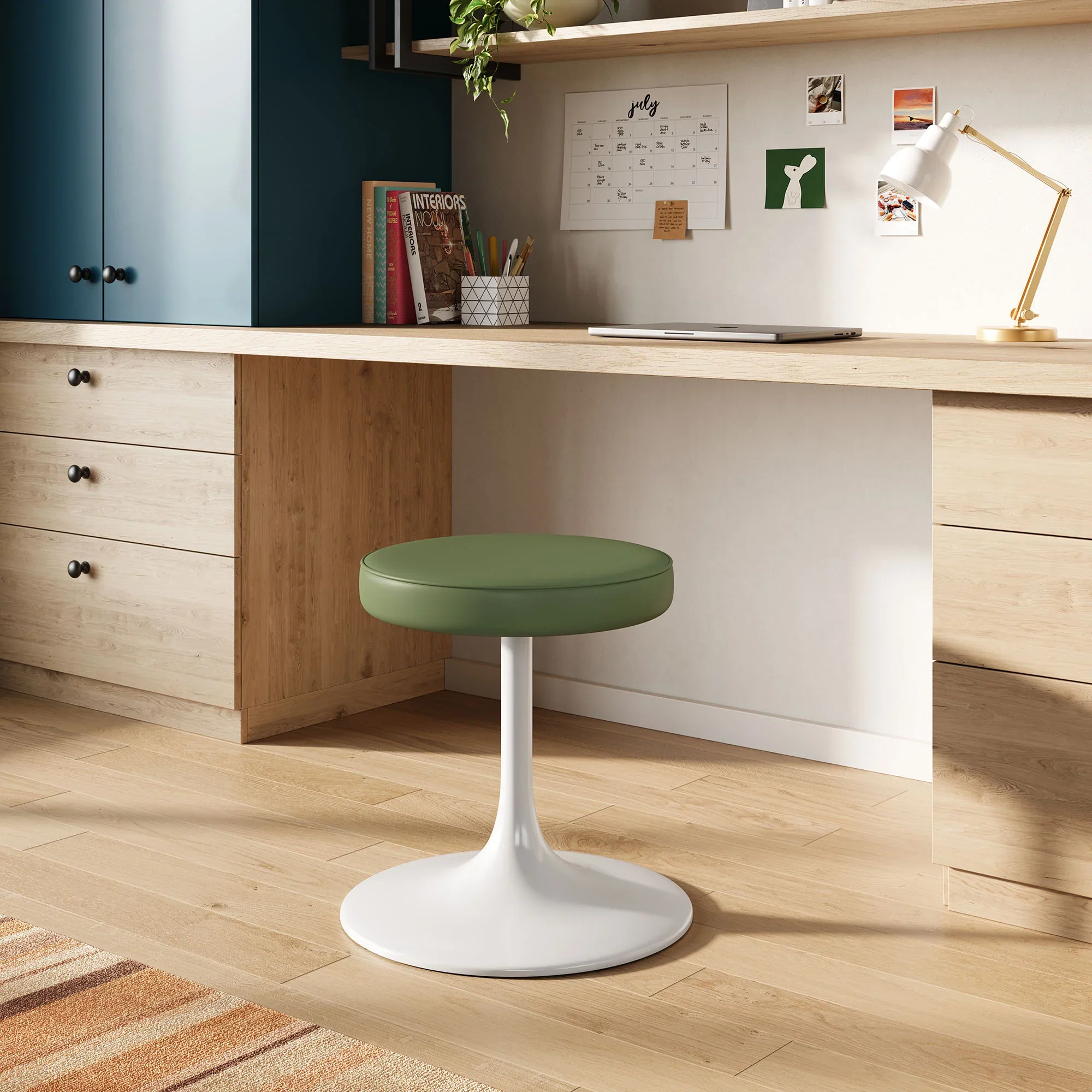 Lippa Vegan Leather Round Stool - Image 2