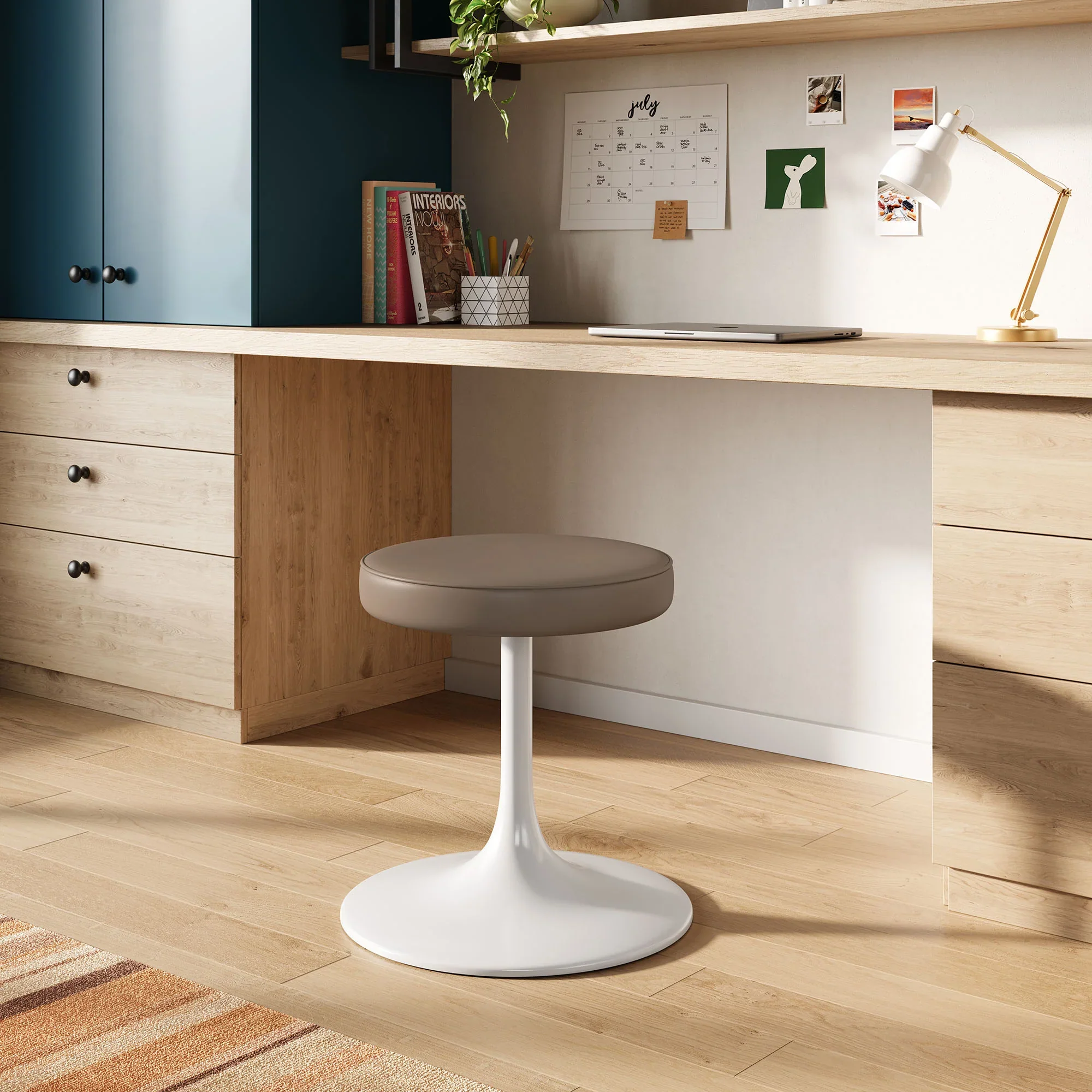 Lippa Vegan Leather Round Stool - Image 9