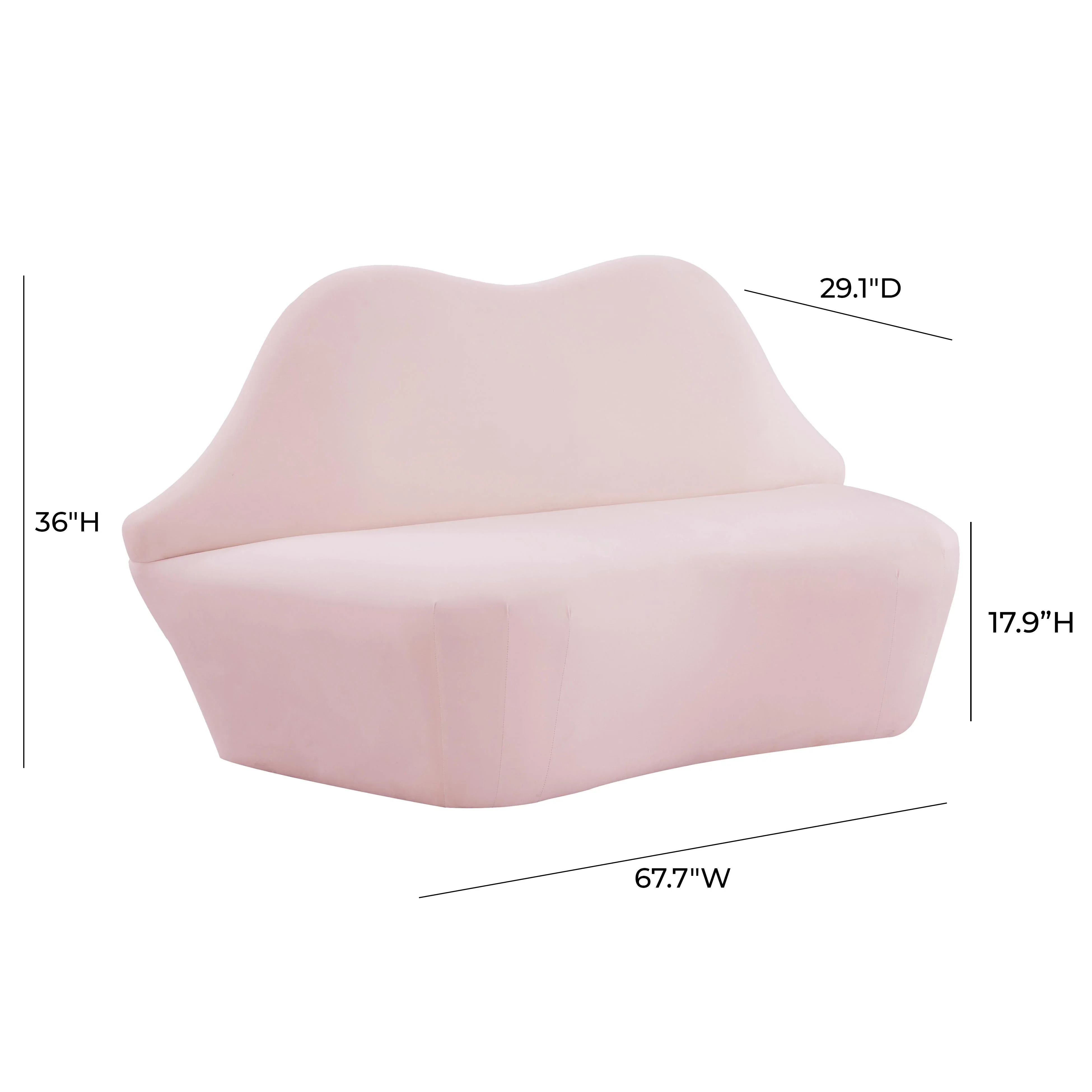 Lips 68" Performance Velvet Settee - Image 6