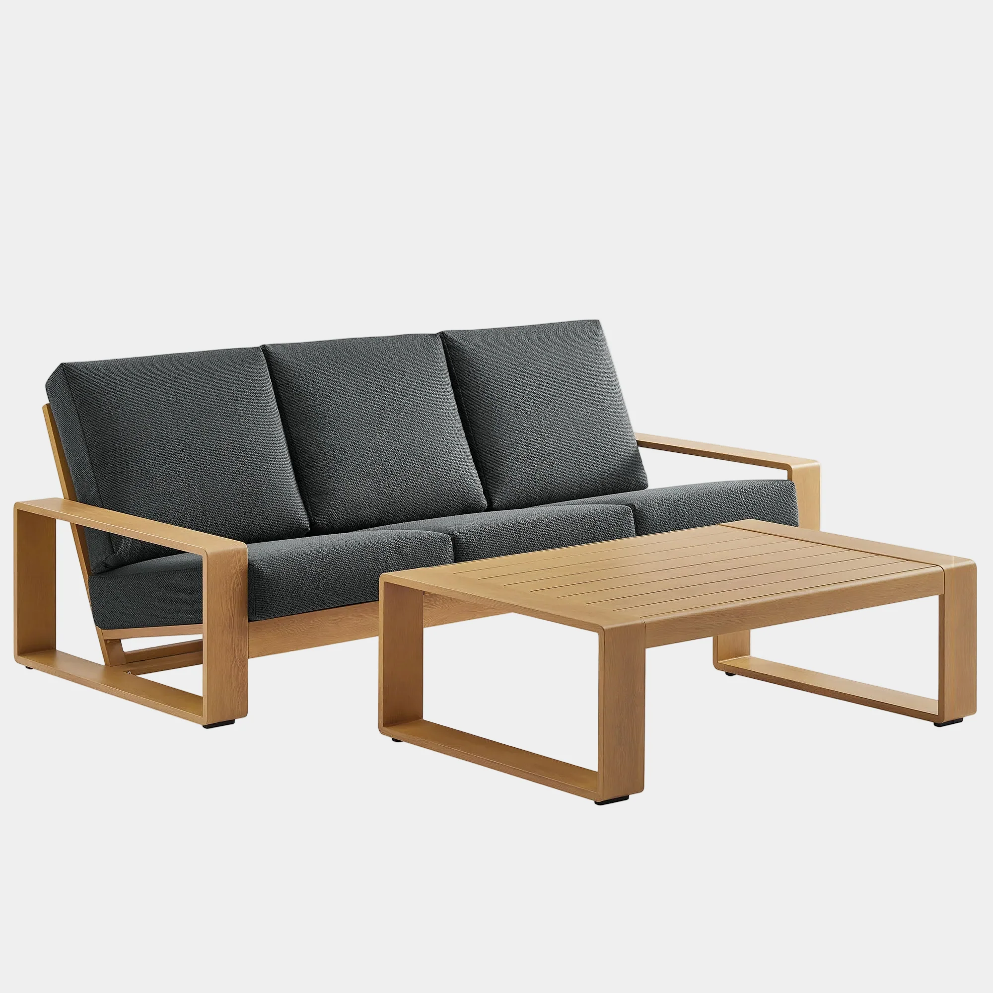 Lirienne 2-Piece Outdoor Patio Aluminum Faux Wood Furniture Set - Image 7