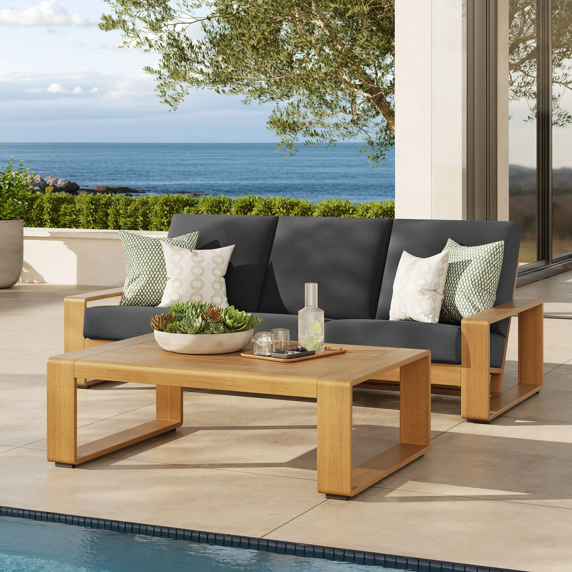 Lirienne 2-Piece Outdoor Patio Aluminum Faux Wood Furniture Set - Image 8