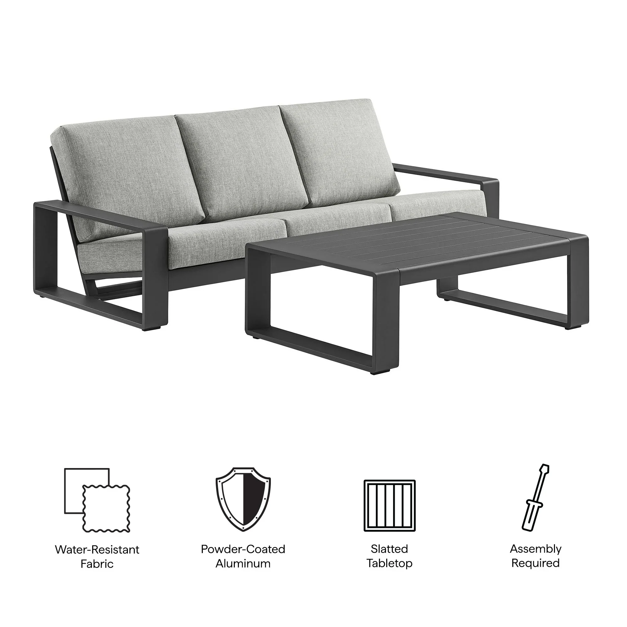 Lirienne 2-Piece Outdoor Patio Aluminum Furniture Set - Image 6
