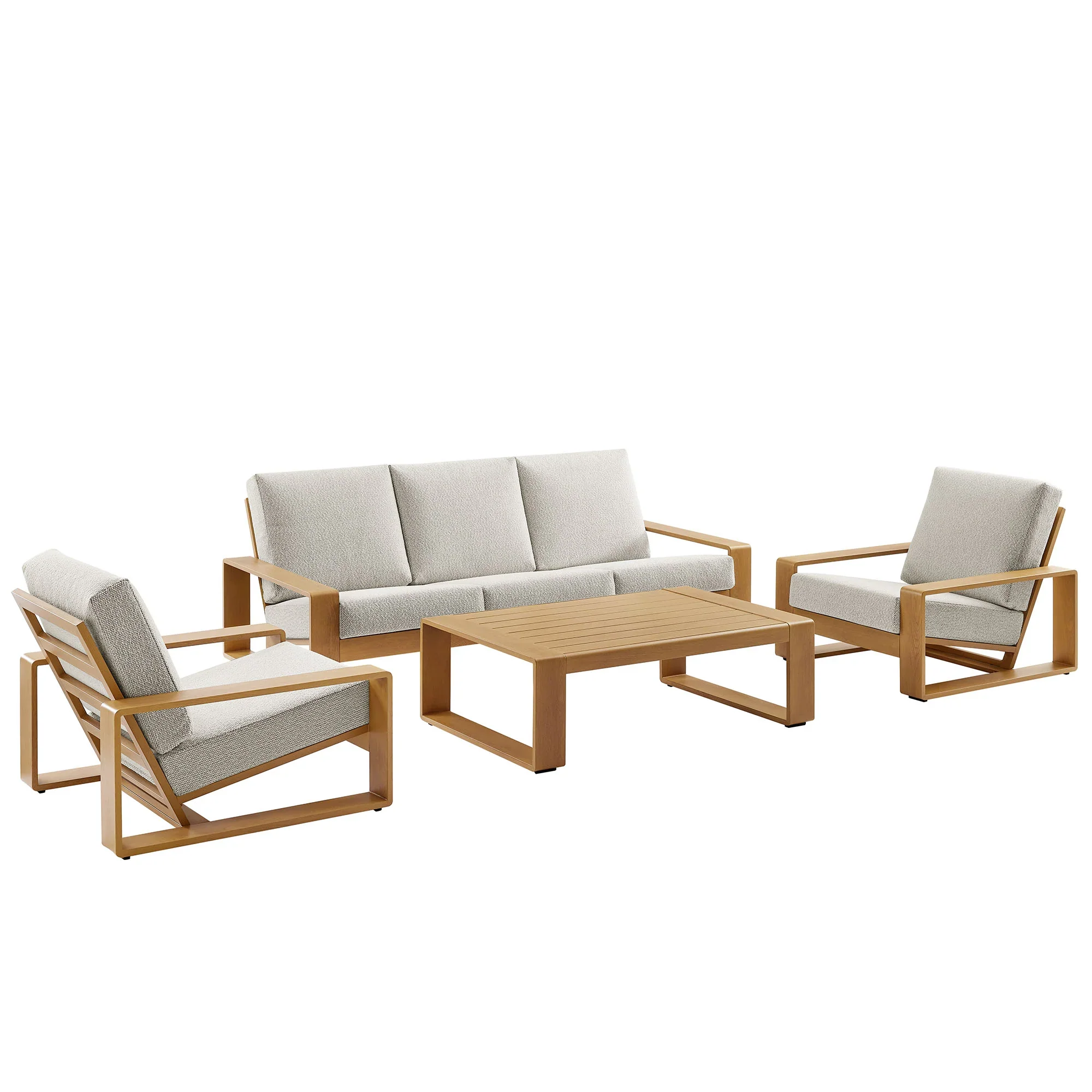 Lirienne 4-Piece Outdoor Patio Aluminum Faux Wood Furniture Set - Image 3