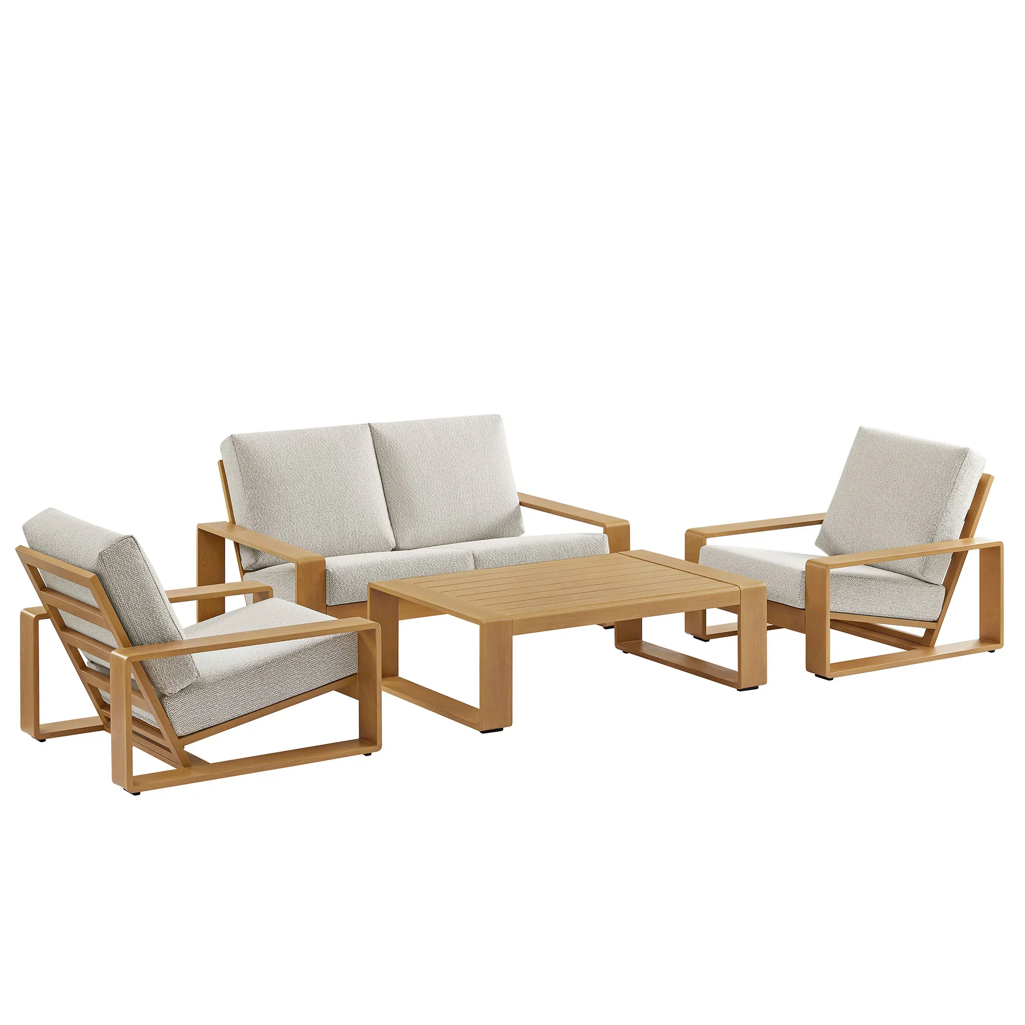 Lirienne 4-Piece Outdoor Patio Aluminum Faux Wood Furniture Set - Image 3