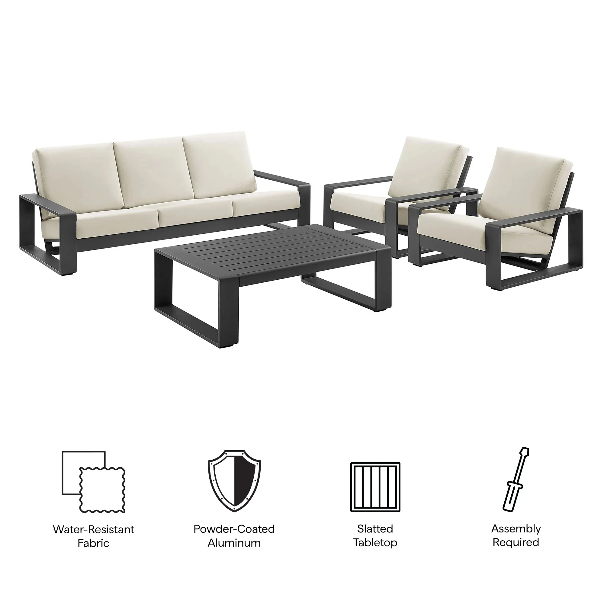 Lirienne 4-Piece Outdoor Patio Aluminum Furniture Set - Image 4