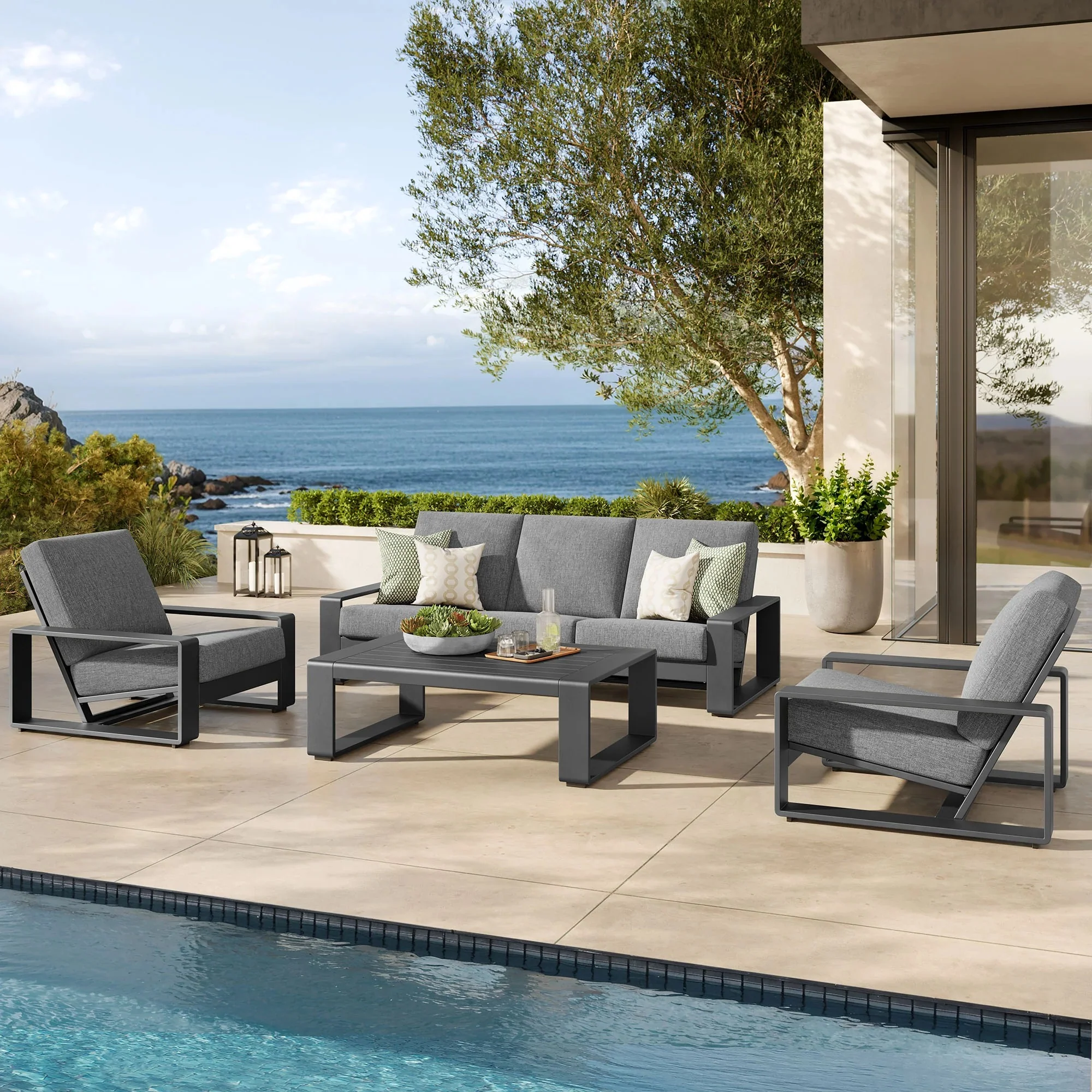 Lirienne 4-Piece Outdoor Patio Aluminum Furniture Set - Image 6
