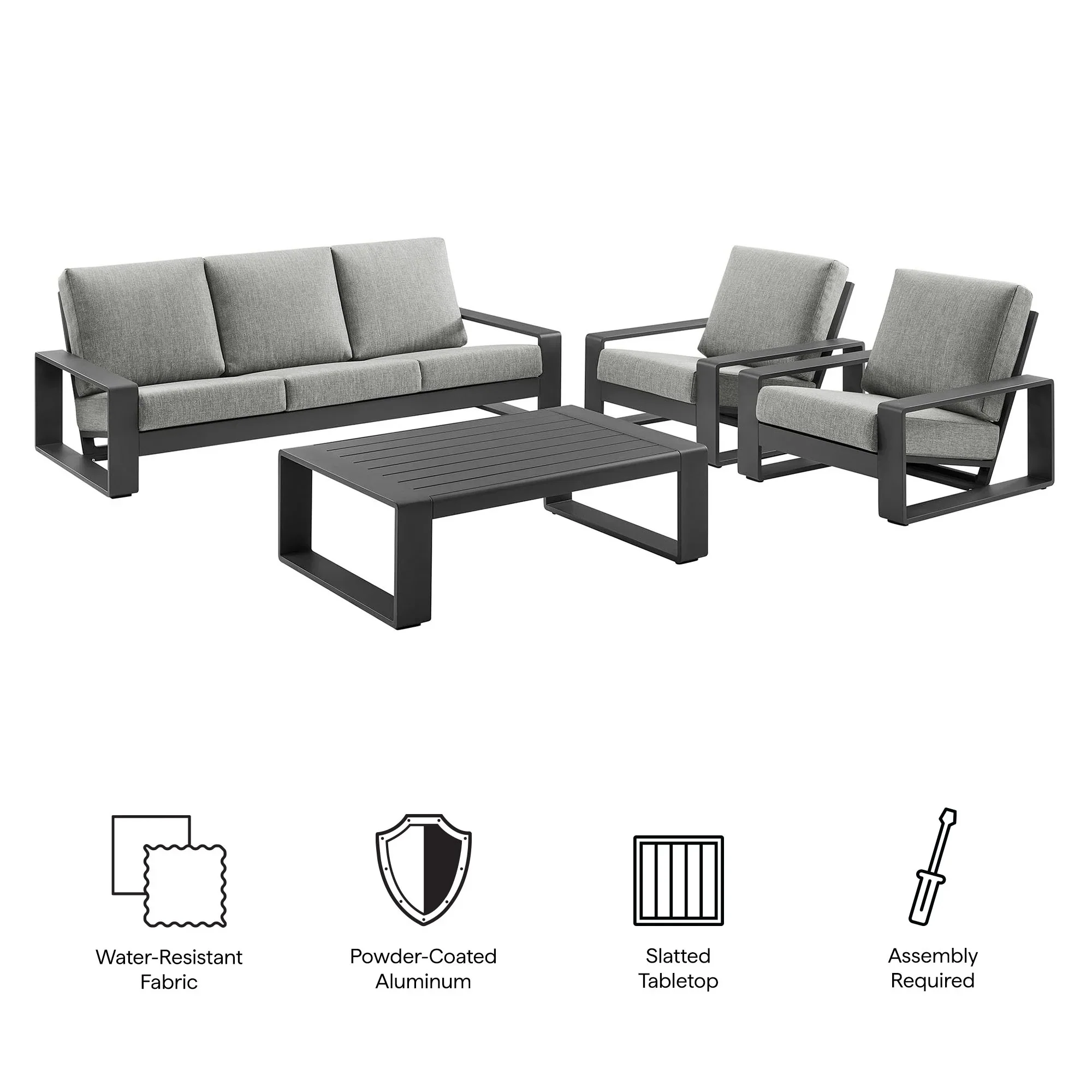 Lirienne 4-Piece Outdoor Patio Aluminum Furniture Set - Image 8