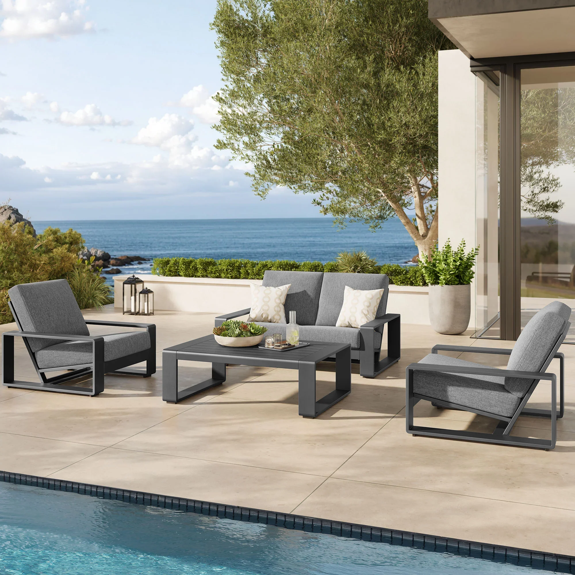 Lirienne 4-Piece Outdoor Patio Aluminum Furniture Set - Image 10