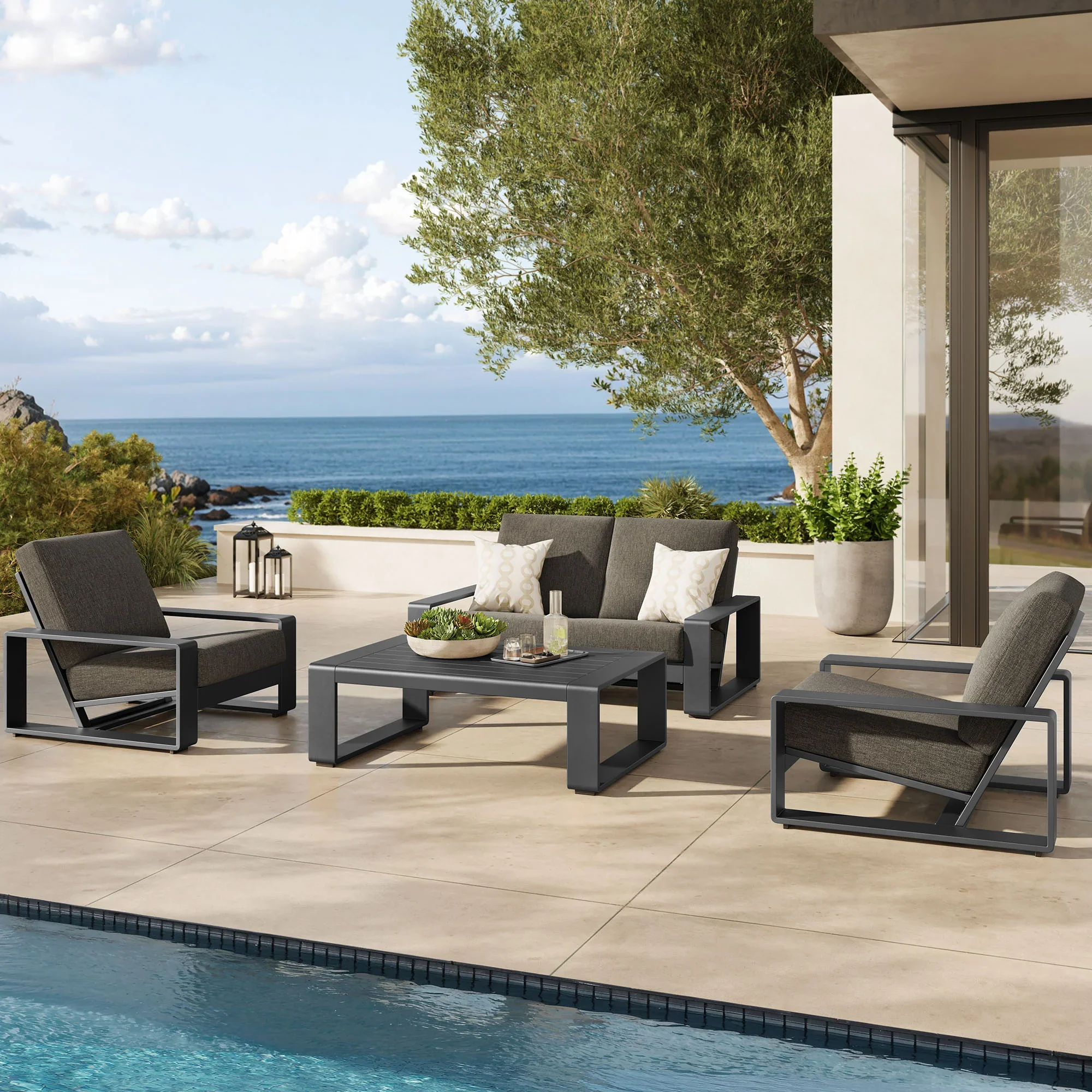 Lirienne 4-Piece Outdoor Patio Aluminum Furniture Set - Image 18