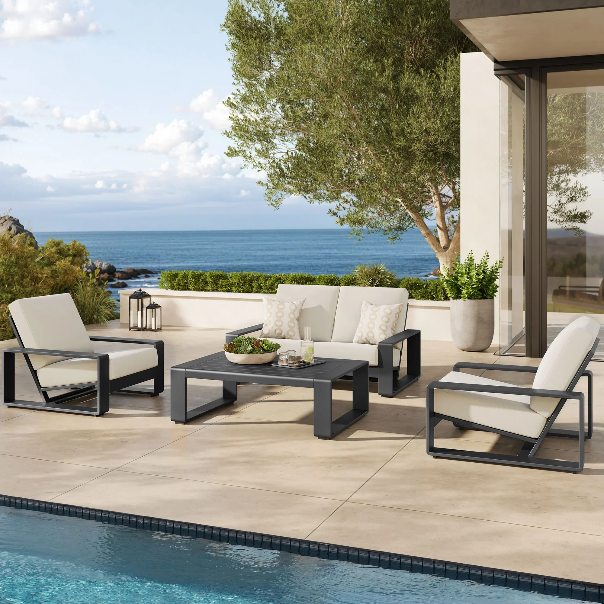 Lirienne 4-Piece Outdoor Patio Aluminum Furniture Set - Image 2
