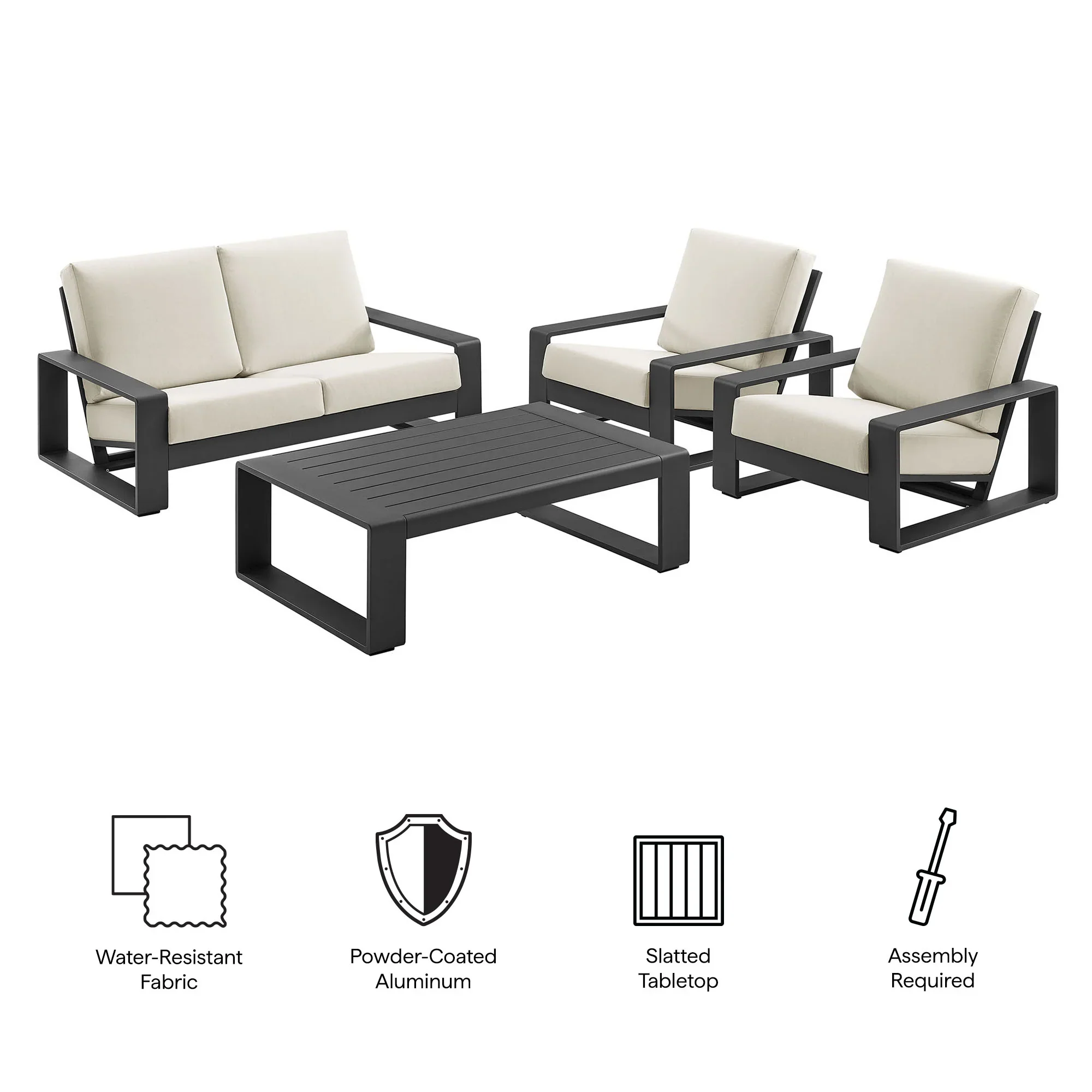 Lirienne 4-Piece Outdoor Patio Aluminum Furniture Set - Image 6