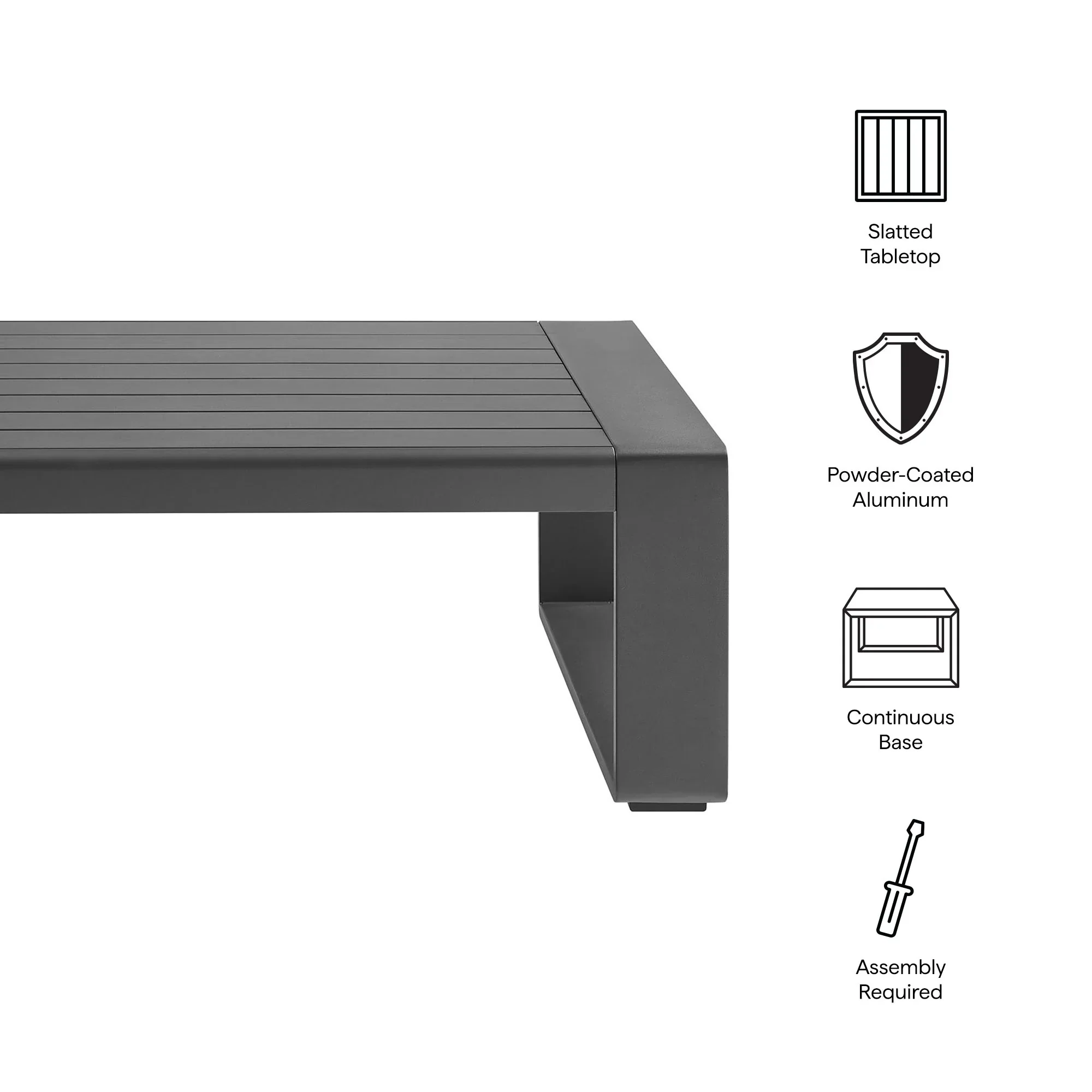Lirienne Outdoor Patio Aluminum Coffee Table in Gray - Image 4