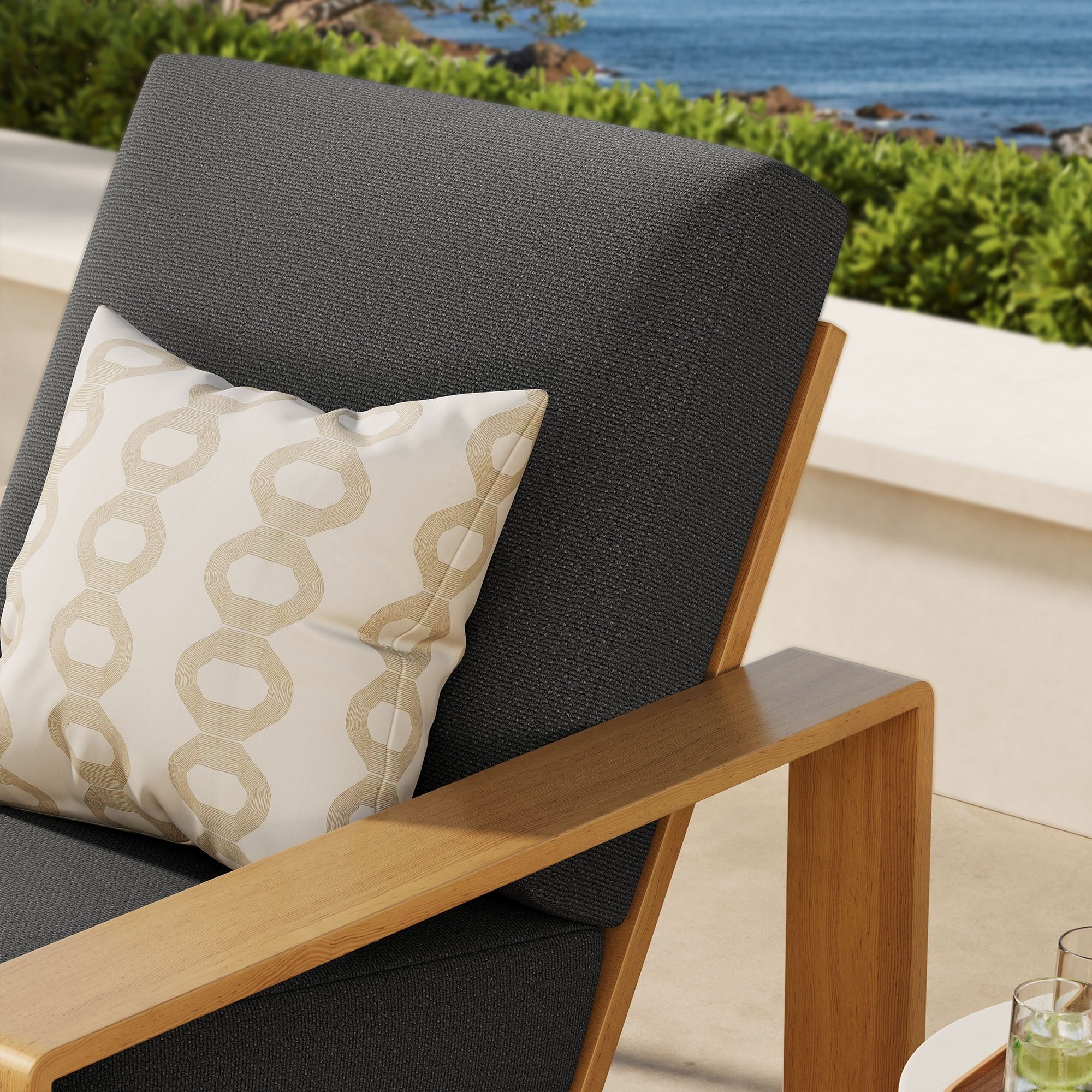 Lirienne Outdoor Patio Aluminum Faux Wood Armchair - Image 12