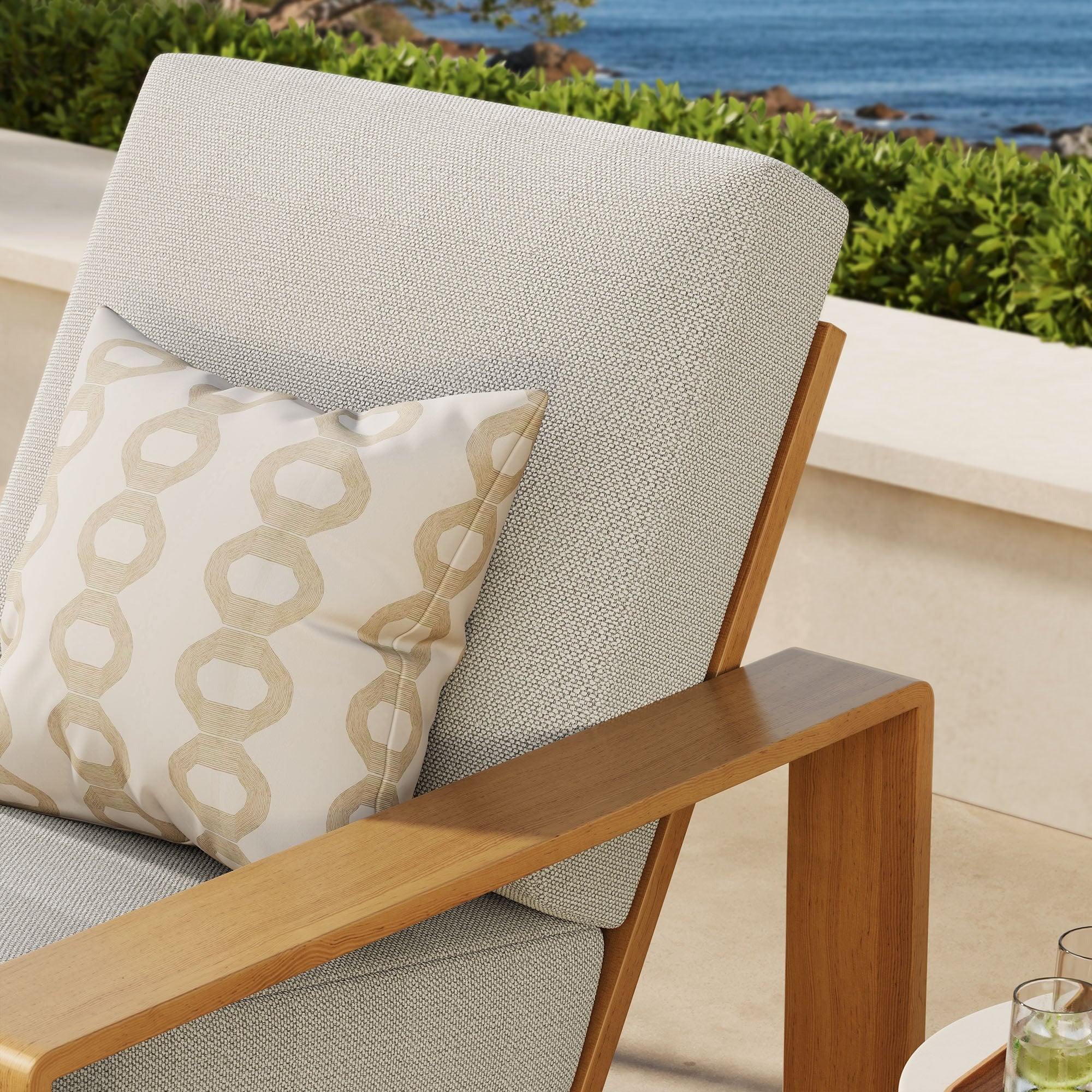 Lirienne Outdoor Patio Aluminum Faux Wood Armchair - Image 3