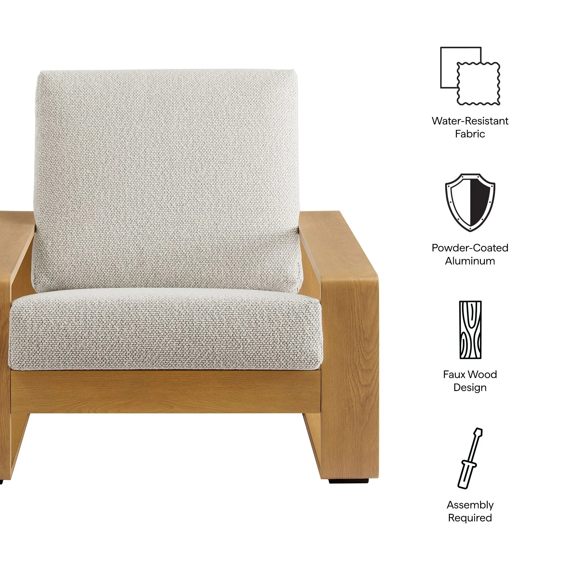 Lirienne Outdoor Patio Aluminum Faux Wood Armchair - Image 8