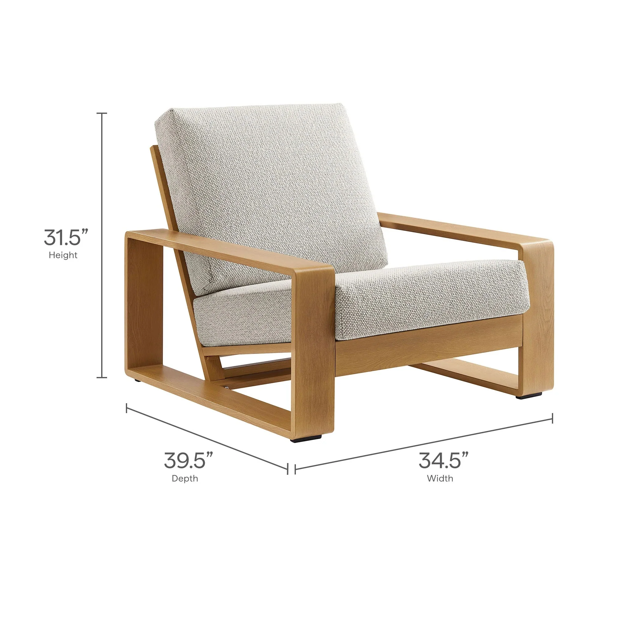 Lirienne Outdoor Patio Aluminum Faux Wood Armchair - Image 9
