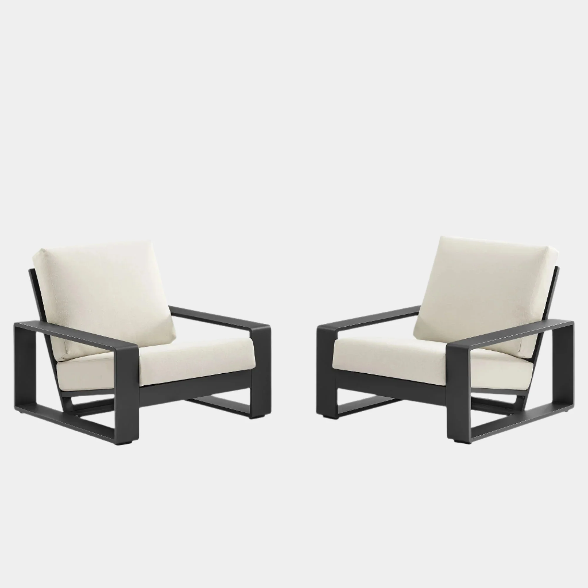 Lirienne Outdoor Patio Aluminum Faux Wood Armchairs Set of 2