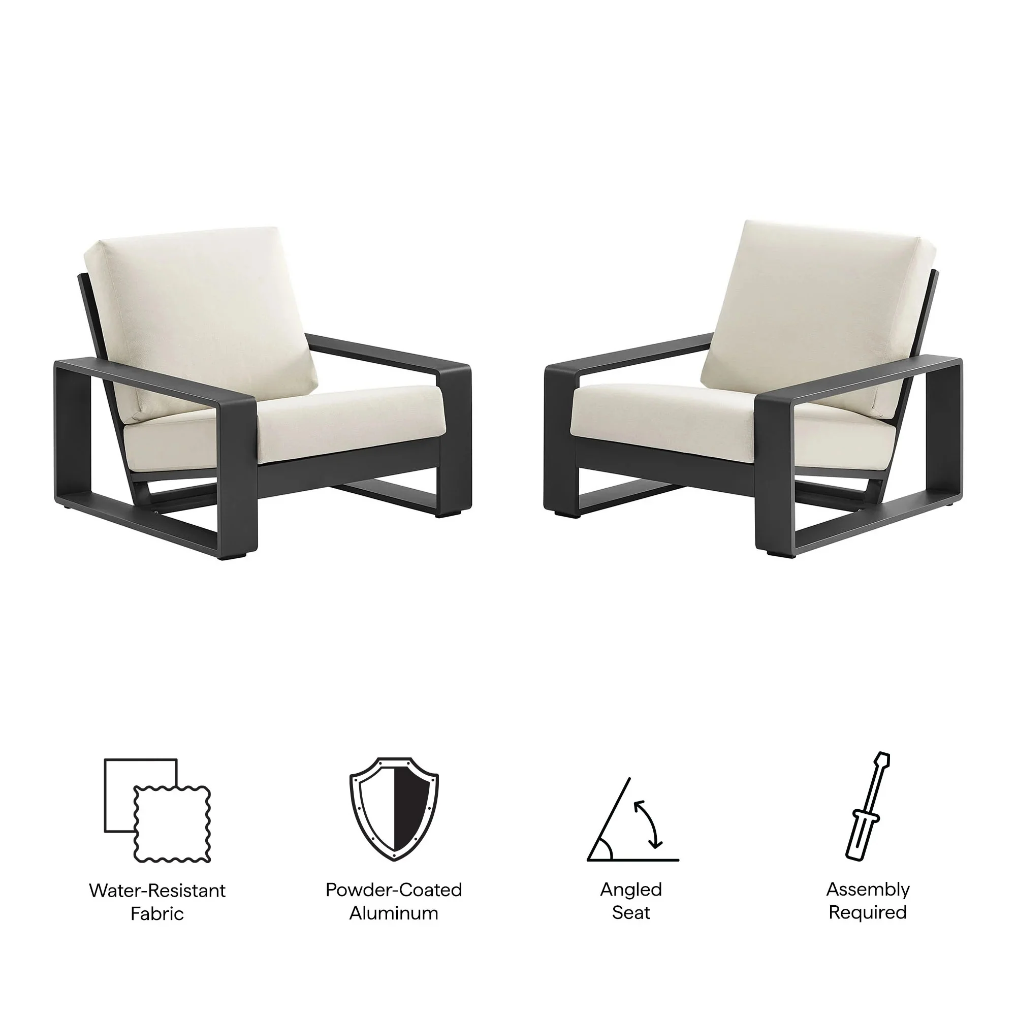 Lirienne Outdoor Patio Aluminum Faux Wood Armchairs Set of 2 - Image 3