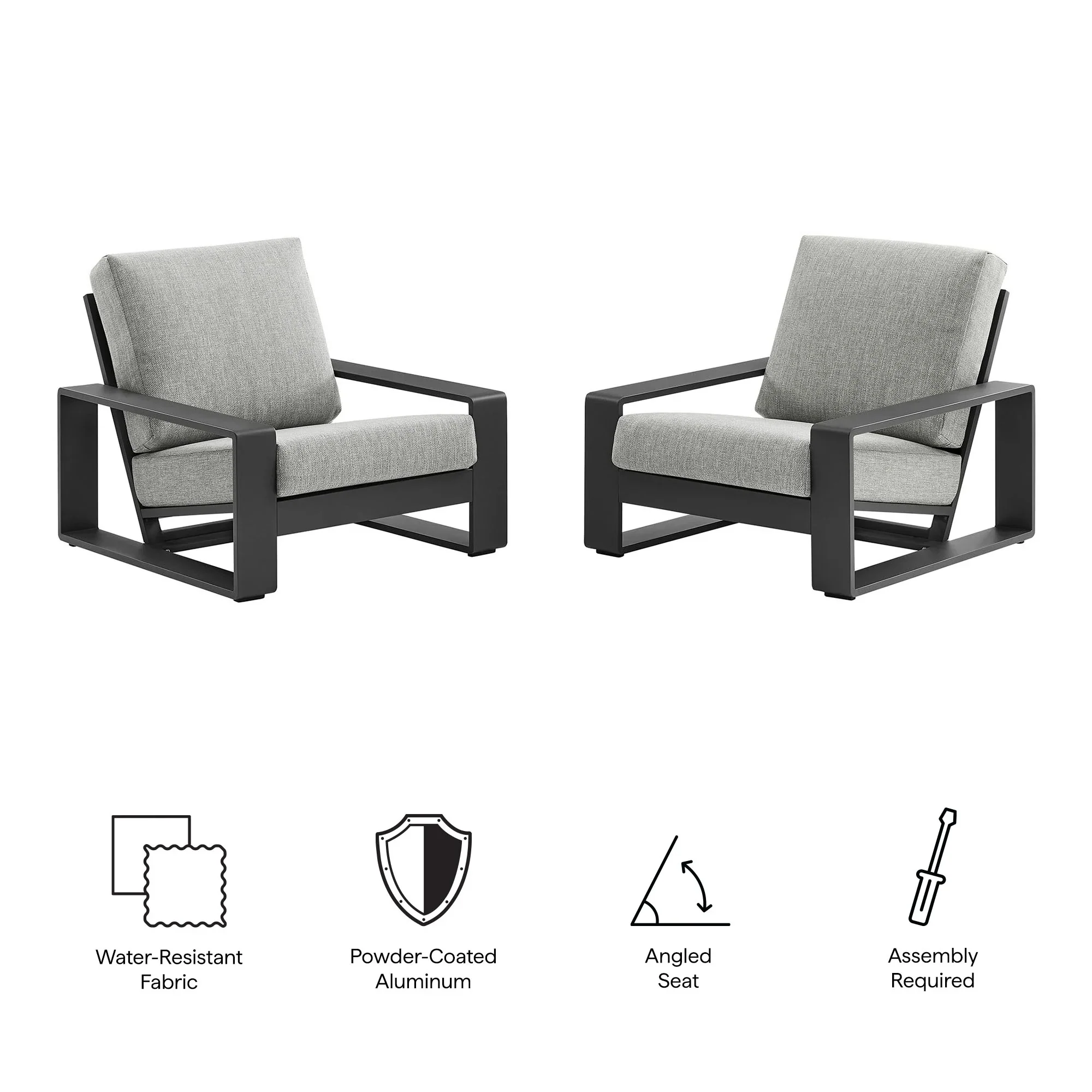 Lirienne Outdoor Patio Aluminum Faux Wood Armchairs Set of 2 - Image 6