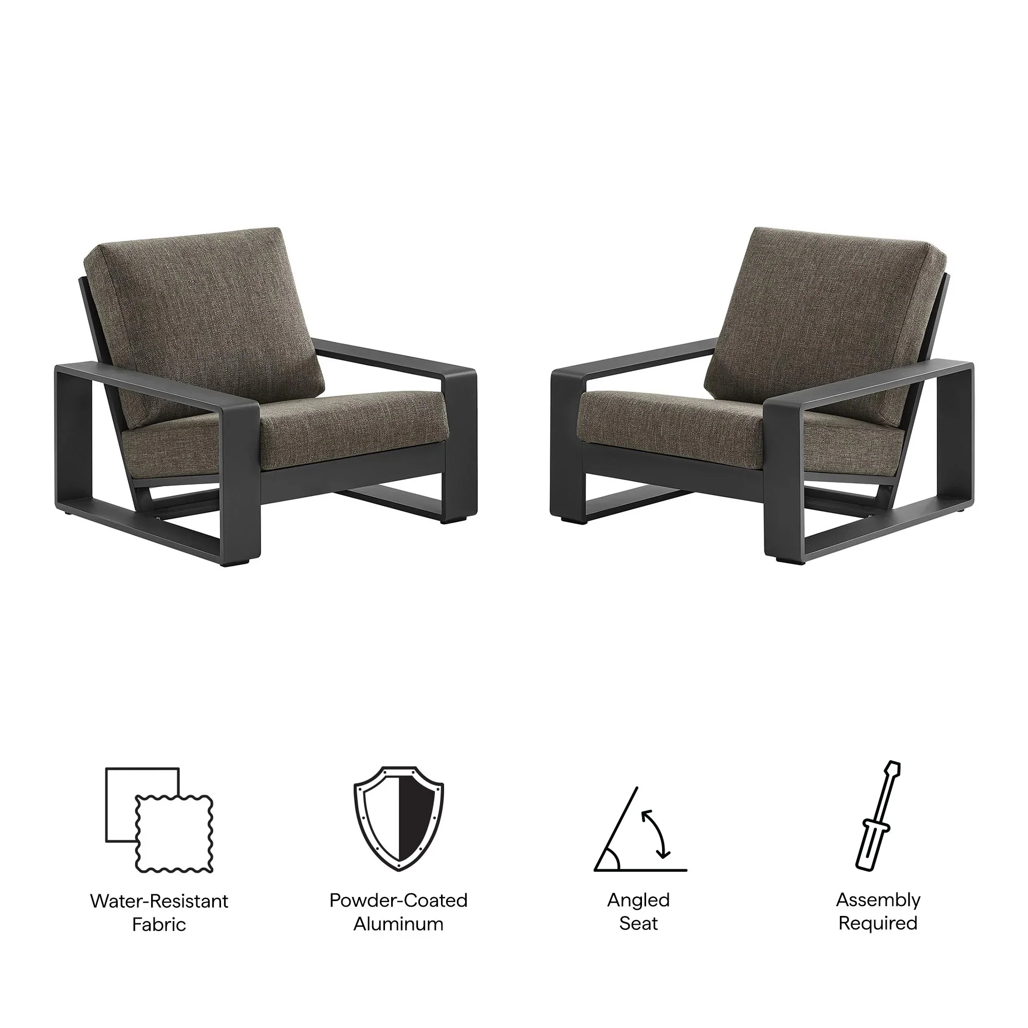 Lirienne Outdoor Patio Aluminum Faux Wood Armchairs Set of 2 - Image 9