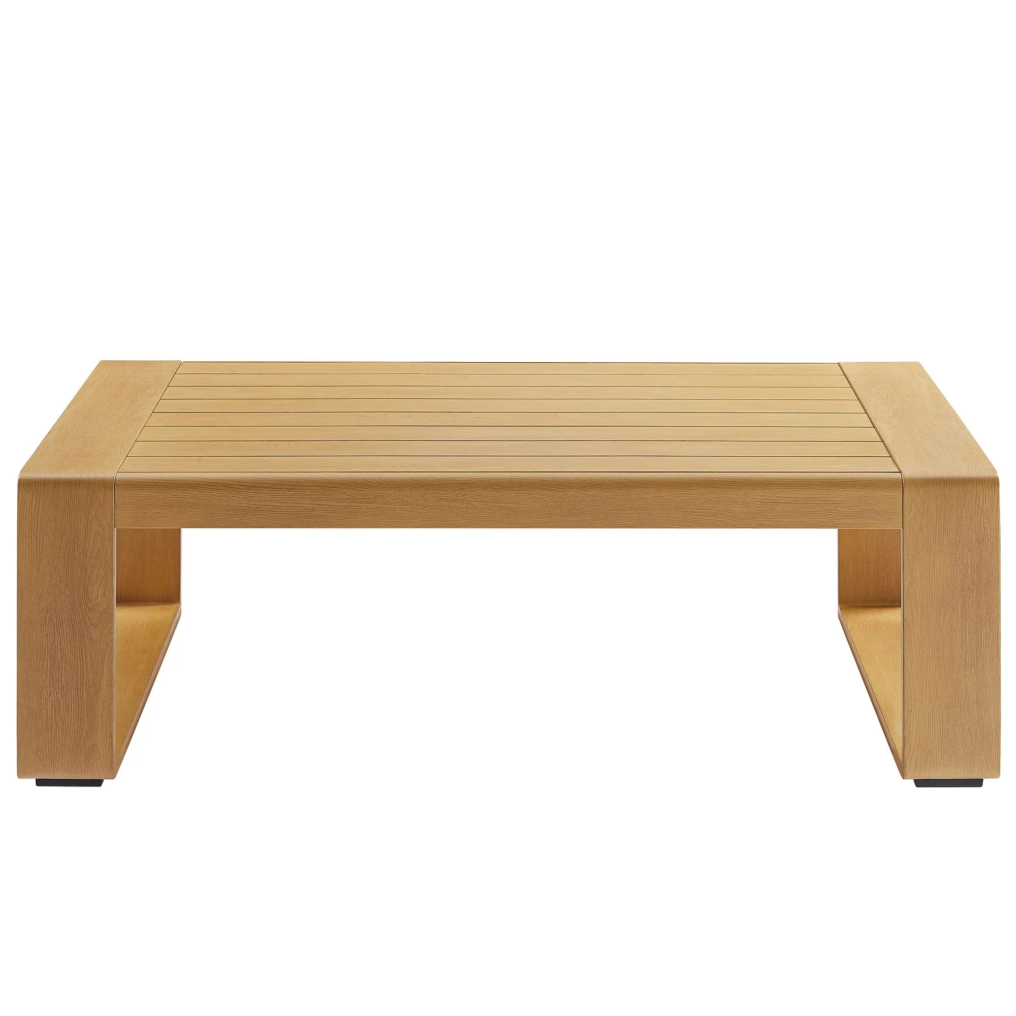 Lirienne Outdoor Patio Aluminum Faux Wood Coffee Table in Natural - Image 4