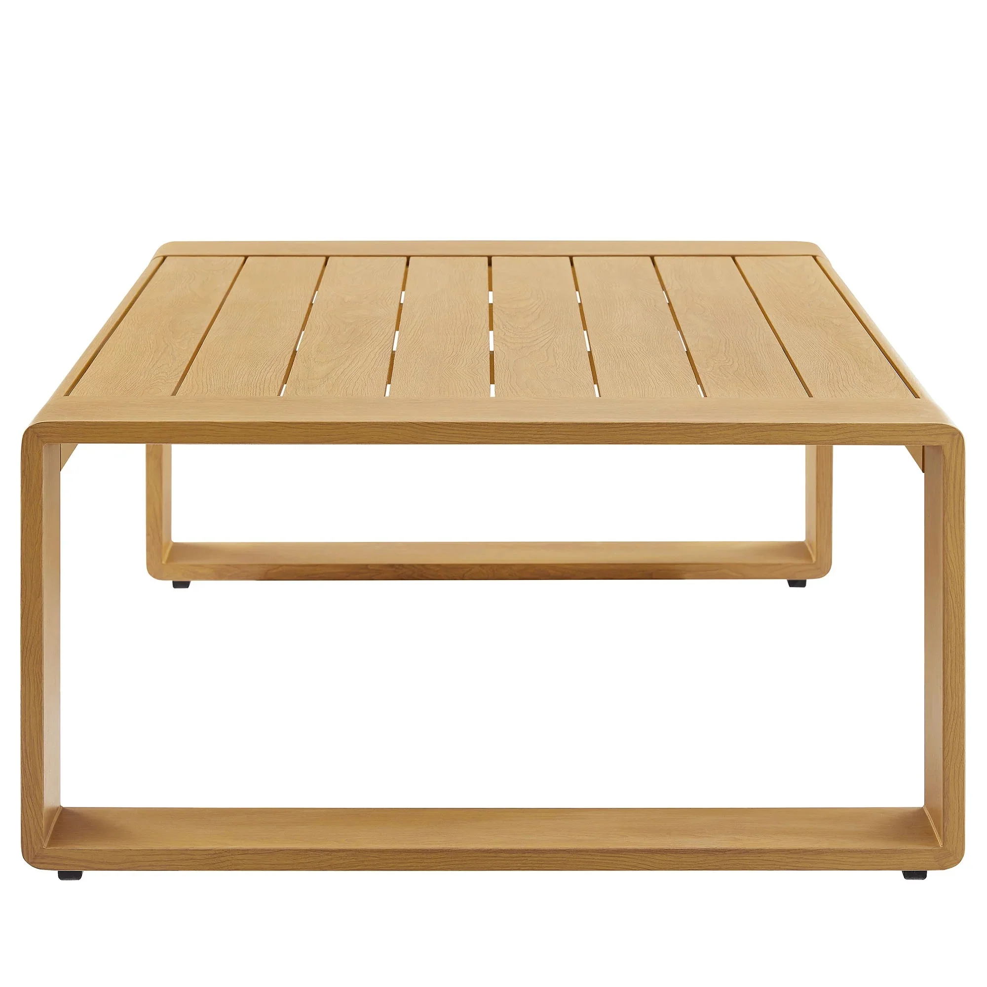 Lirienne Outdoor Patio Aluminum Faux Wood Coffee Table in Natural - Image 5