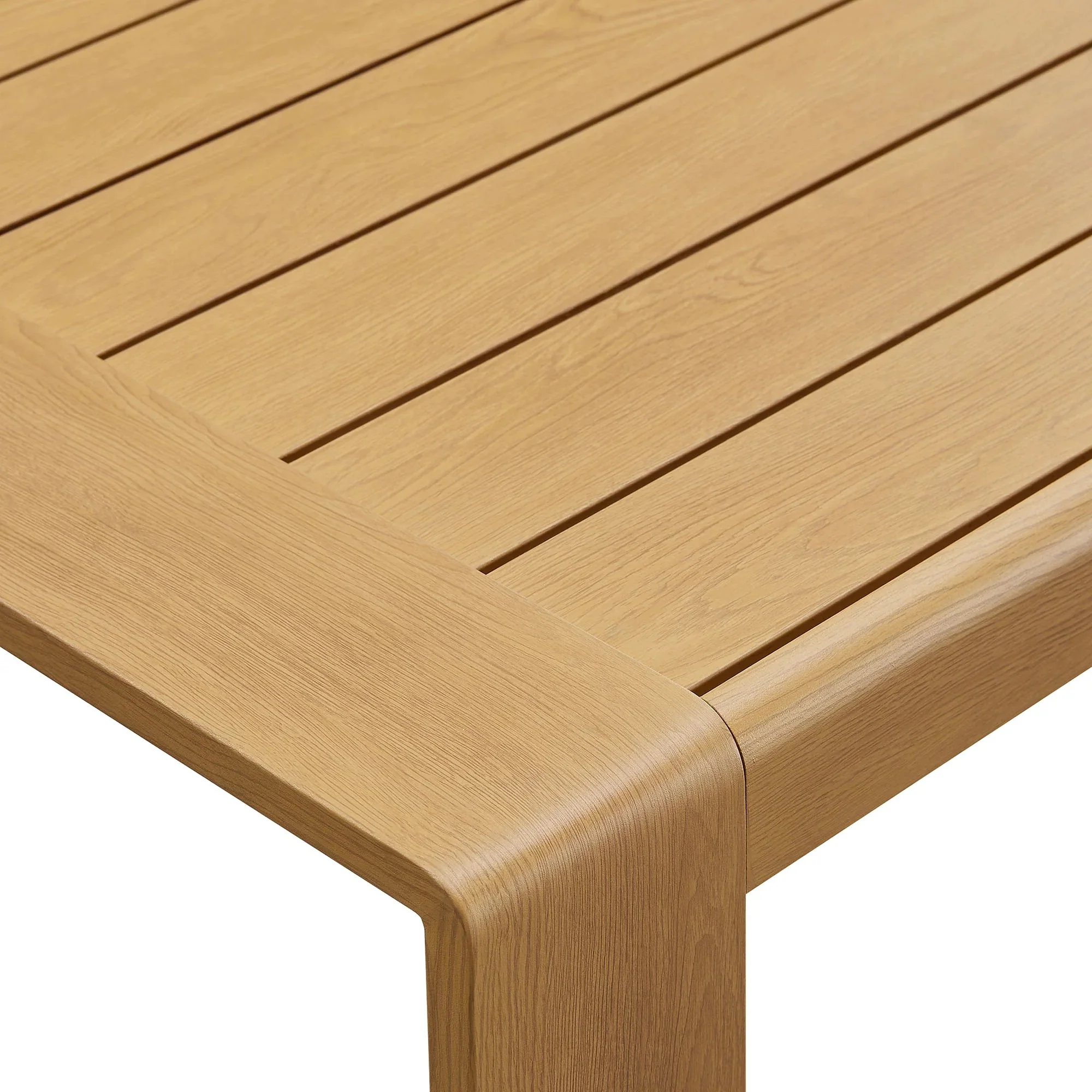 Lirienne Outdoor Patio Aluminum Faux Wood Coffee Table in Natural - Image 7