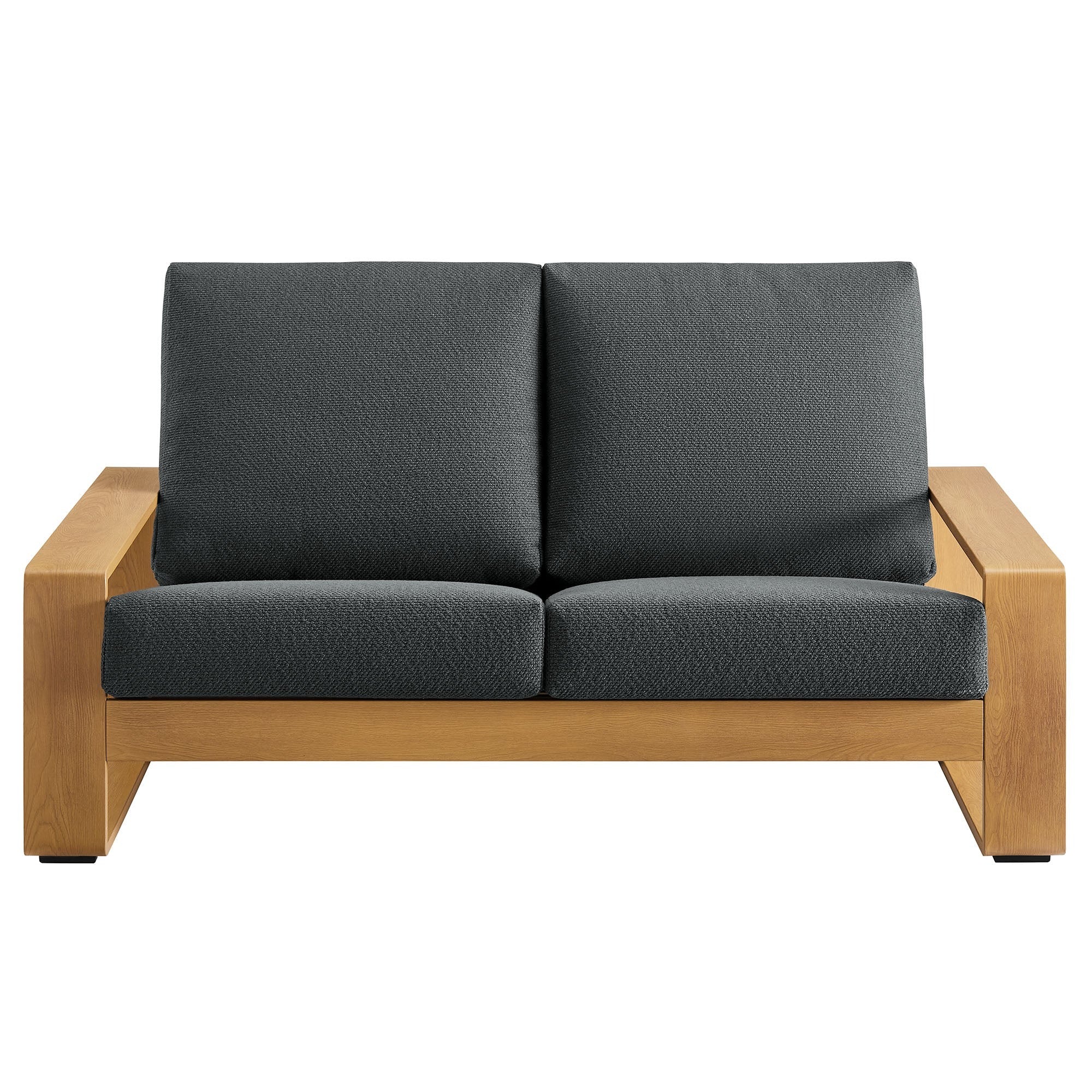 Lirienne Outdoor Patio Aluminum Faux Wood Loveseat - Image 14