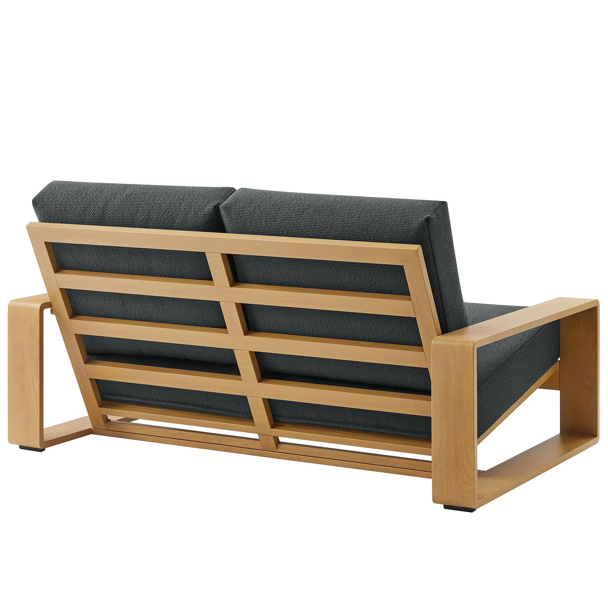 Lirienne Outdoor Patio Aluminum Faux Wood Loveseat - Image 16
