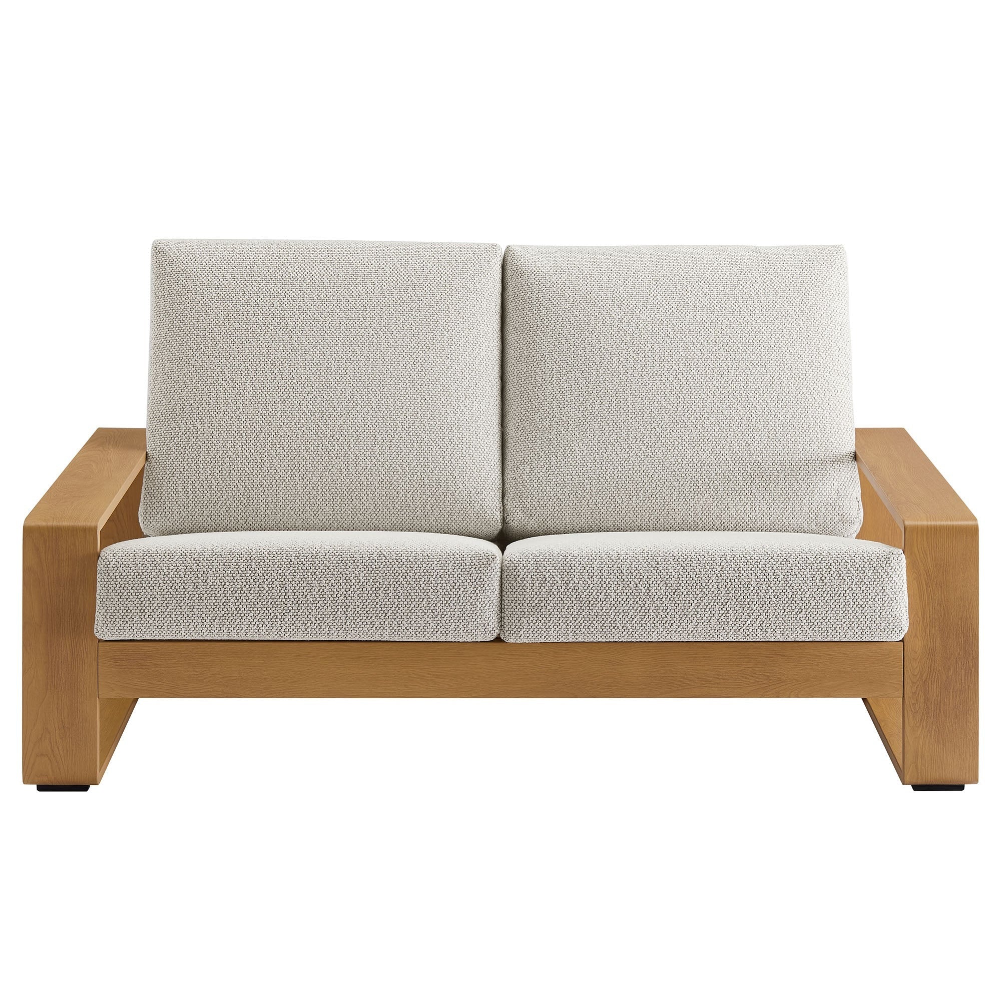 Lirienne Outdoor Patio Aluminum Faux Wood Loveseat - Image 4