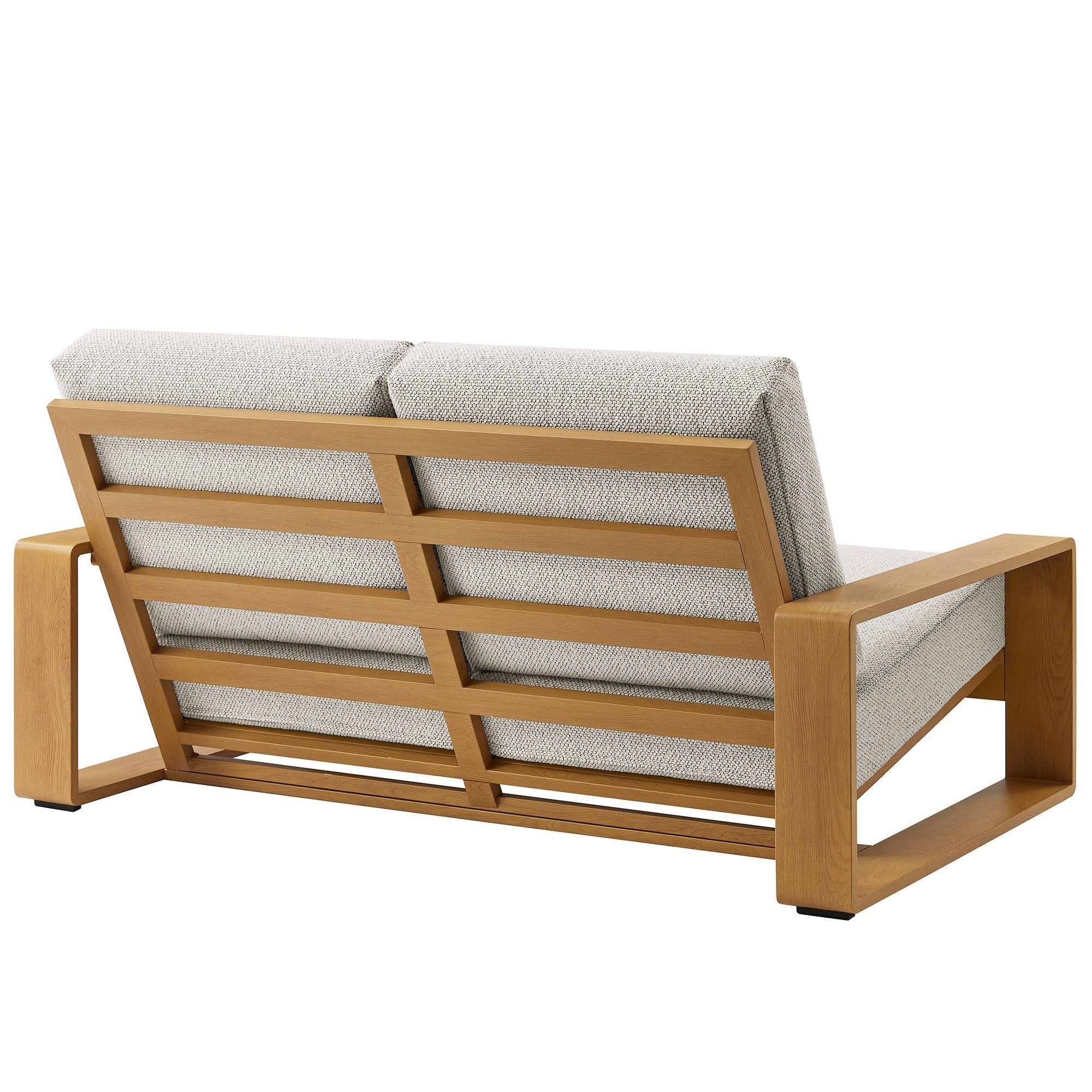 Lirienne Outdoor Patio Aluminum Faux Wood Loveseat - Image 6
