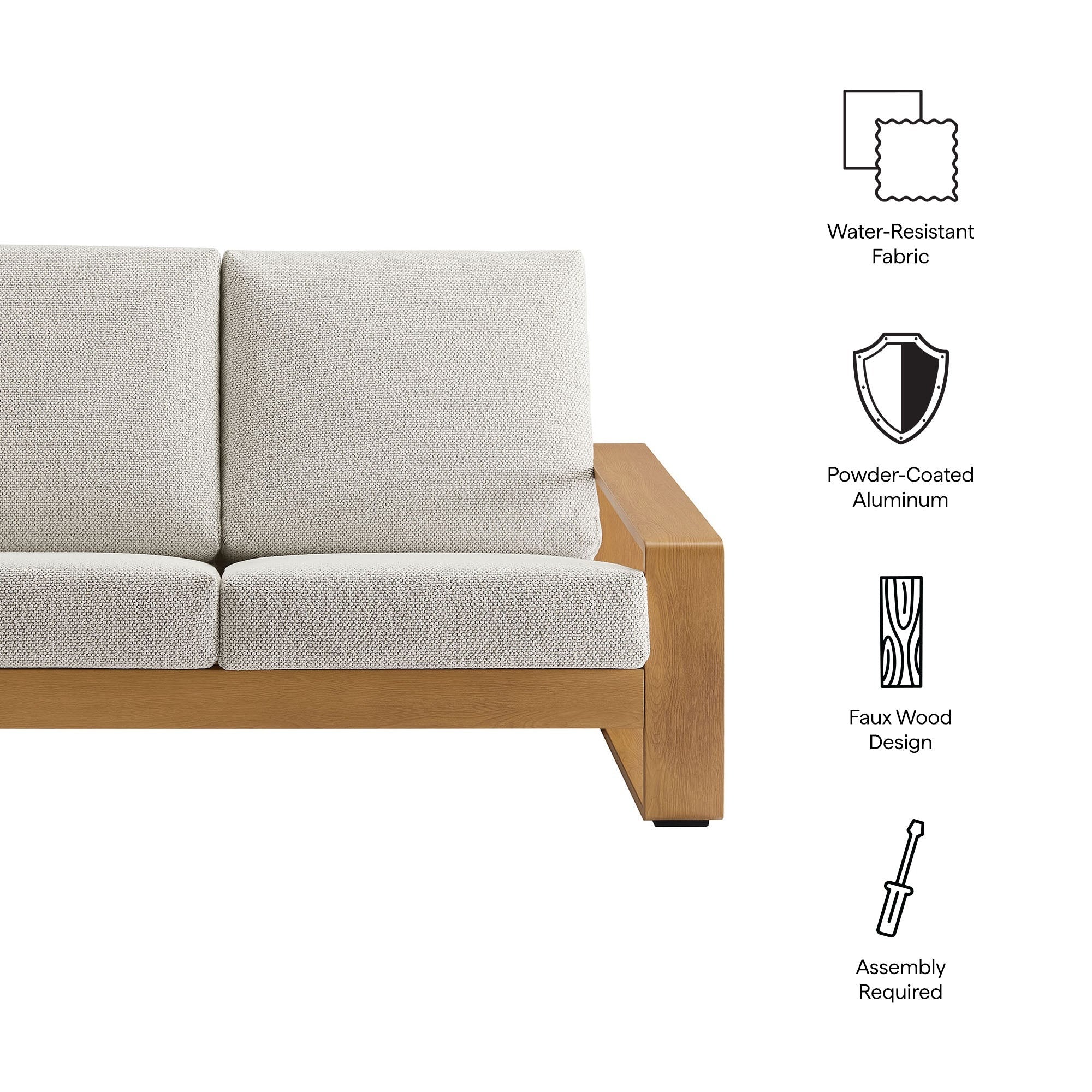 Lirienne Outdoor Patio Aluminum Faux Wood Loveseat - Image 8