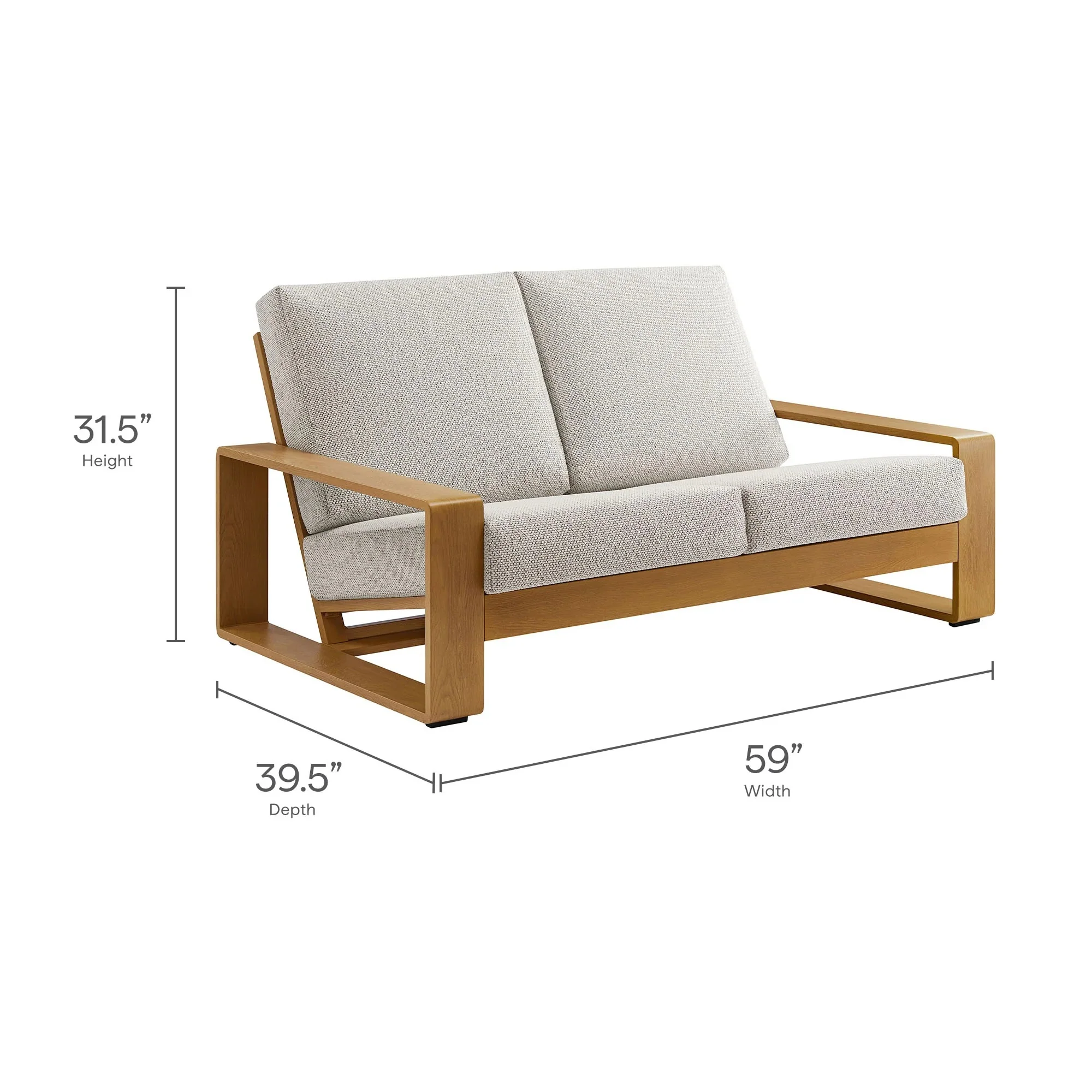 Lirienne Outdoor Patio Aluminum Faux Wood Loveseat - Image 9