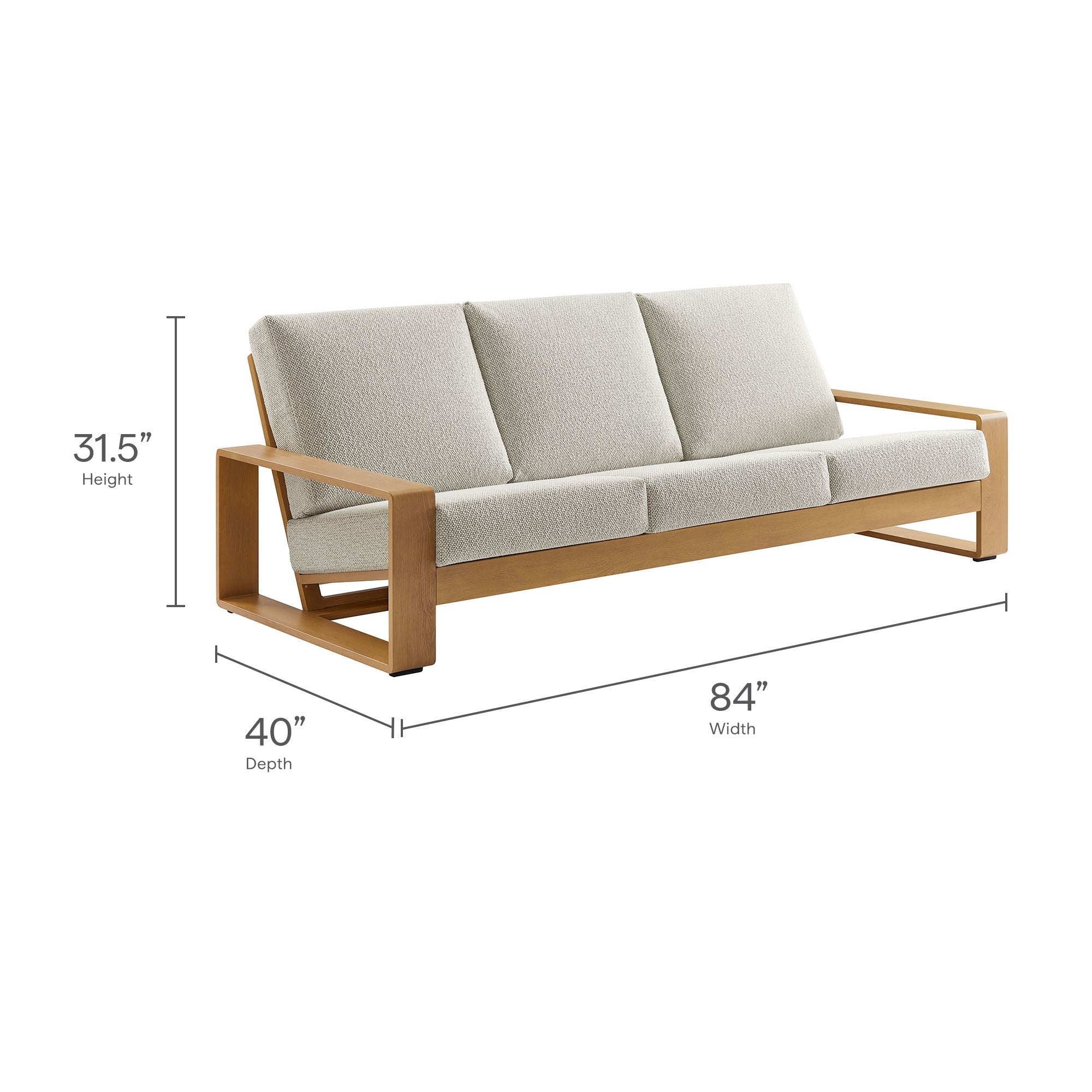 Lirienne Outdoor Patio Aluminum Faux Wood Sofa - Image 9