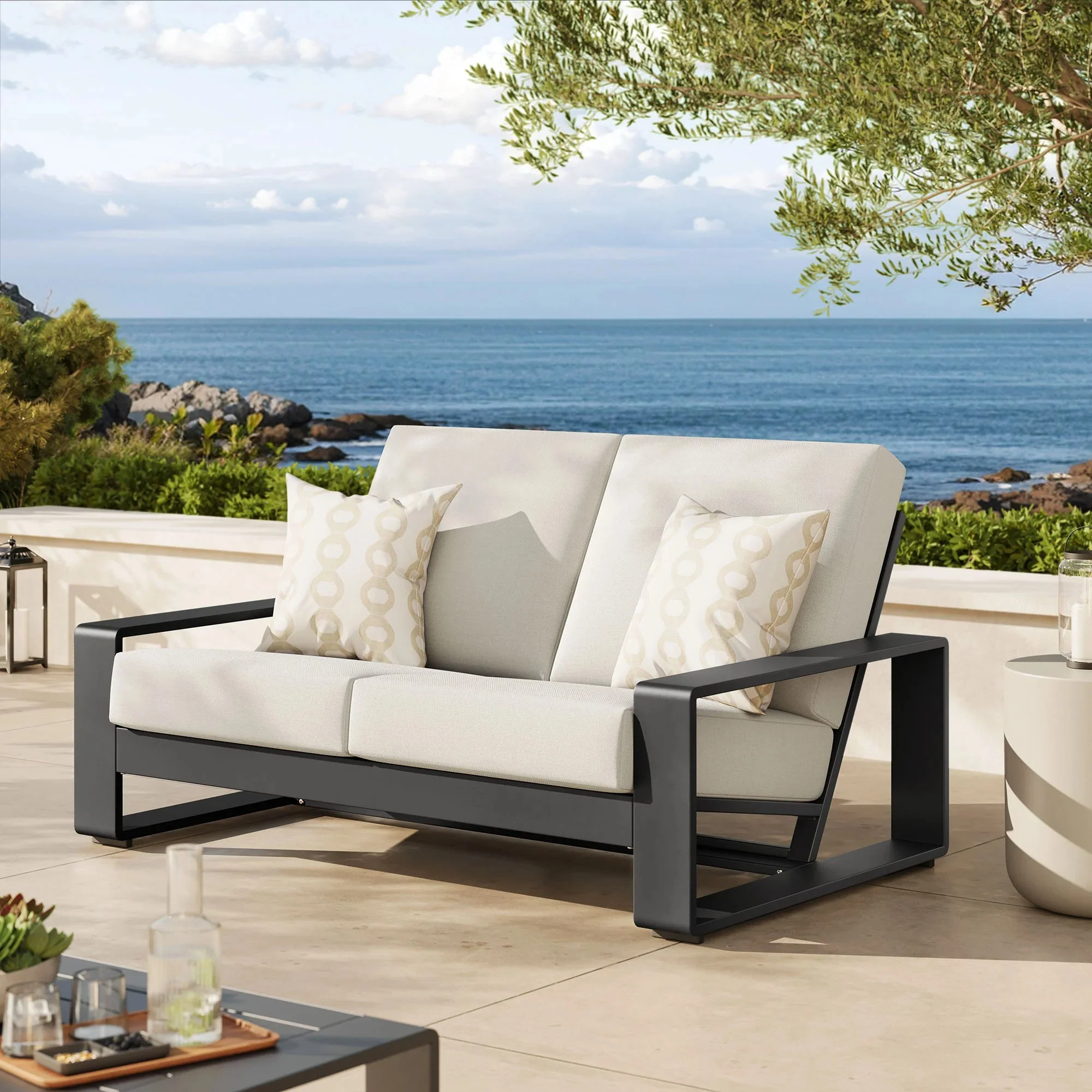 Lirienne Outdoor Patio Aluminum Loveseat - Image 11