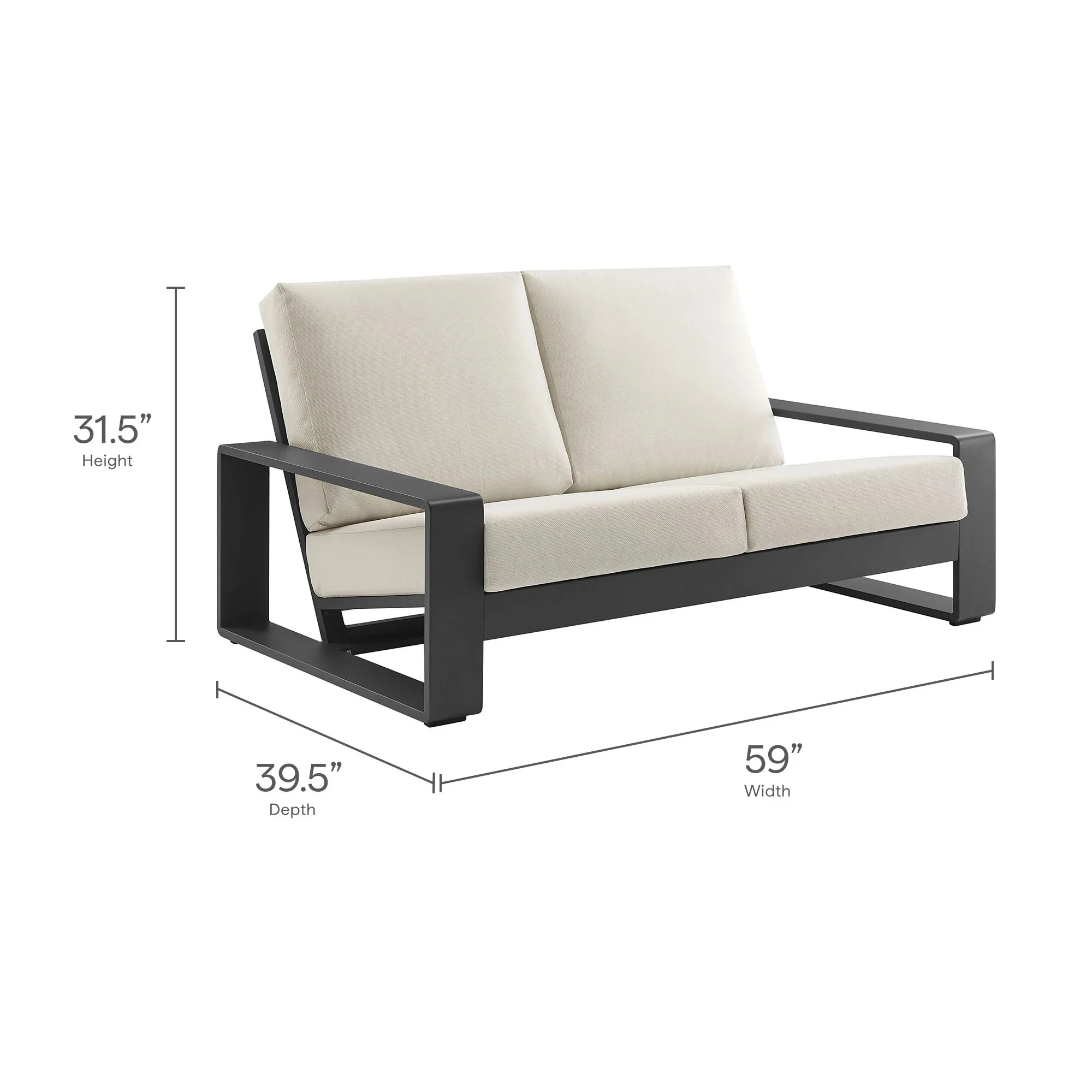 Lirienne Outdoor Patio Aluminum Loveseat - Image 18